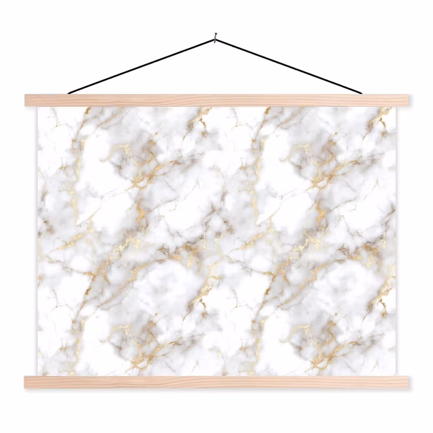 Gouden aders - Marmer - Wit textielposter latten blank klein 122 -3d