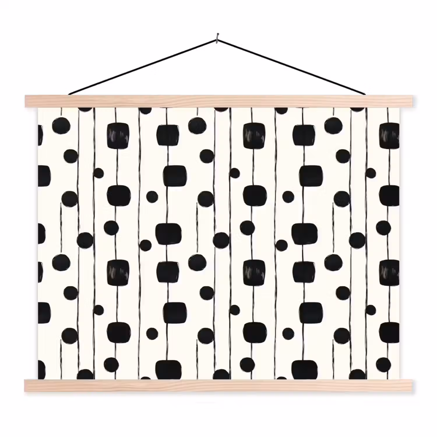 Grafisch - Modern - Zwart textielposter latten blank klein 122 -3d