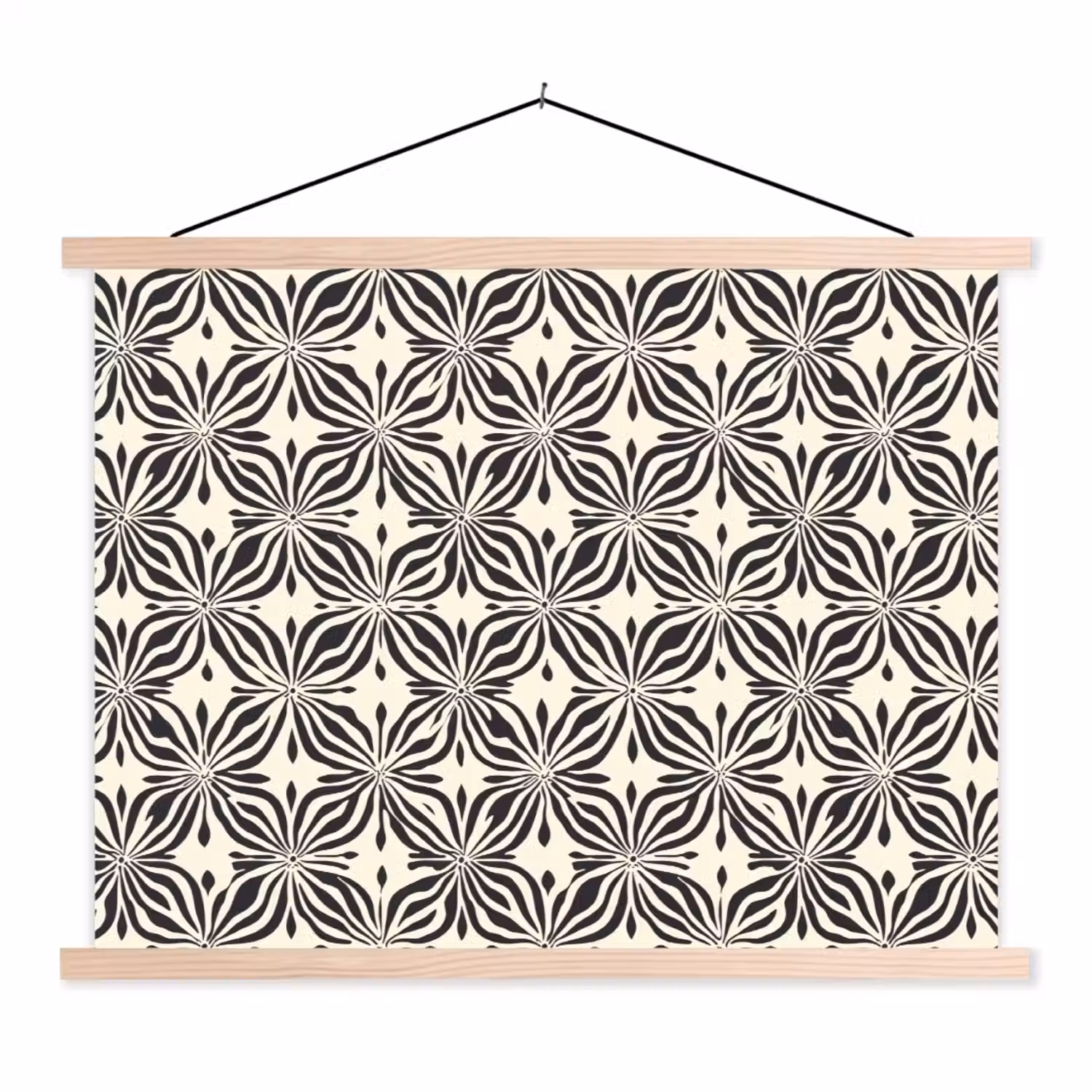 Grafisch - Patroon - Zwart textielposter latten blank klein 122 -3d