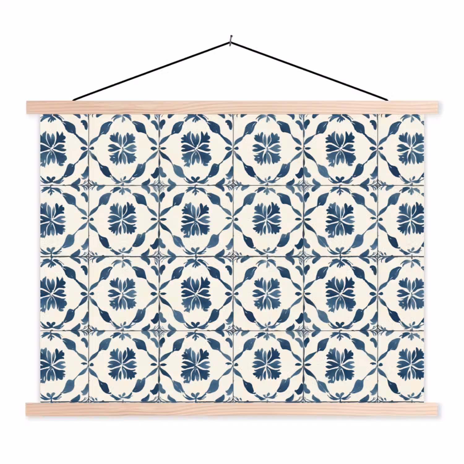 Grafisch - Tegel - Blauw textielposter latten blank klein 122 -3d