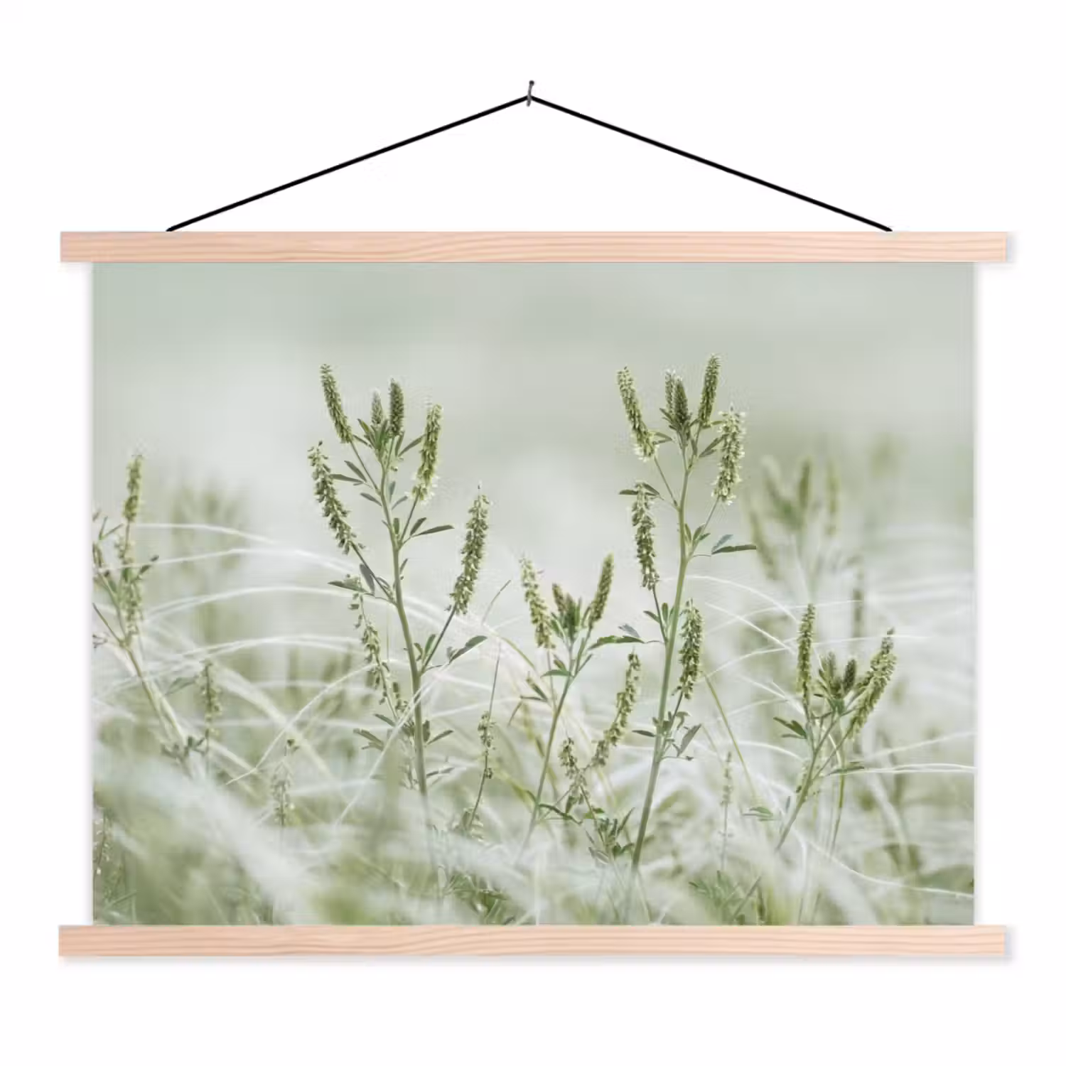 Grassen - Minimalistisch - Groen textielposter latten blank klein -3d