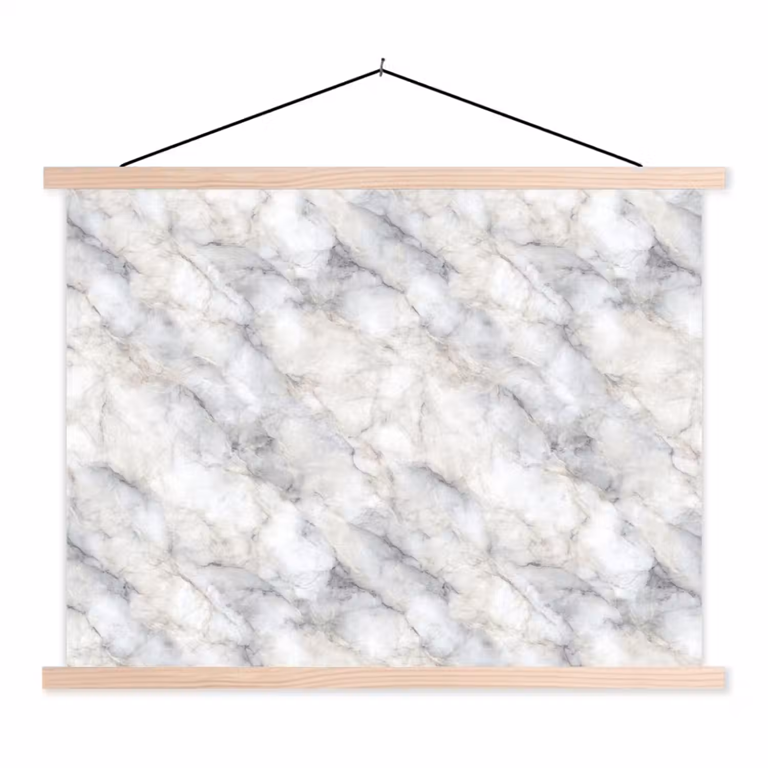 Grijs - Marmer - Gedetailleerd textielposter latten blank klein 122 -3d