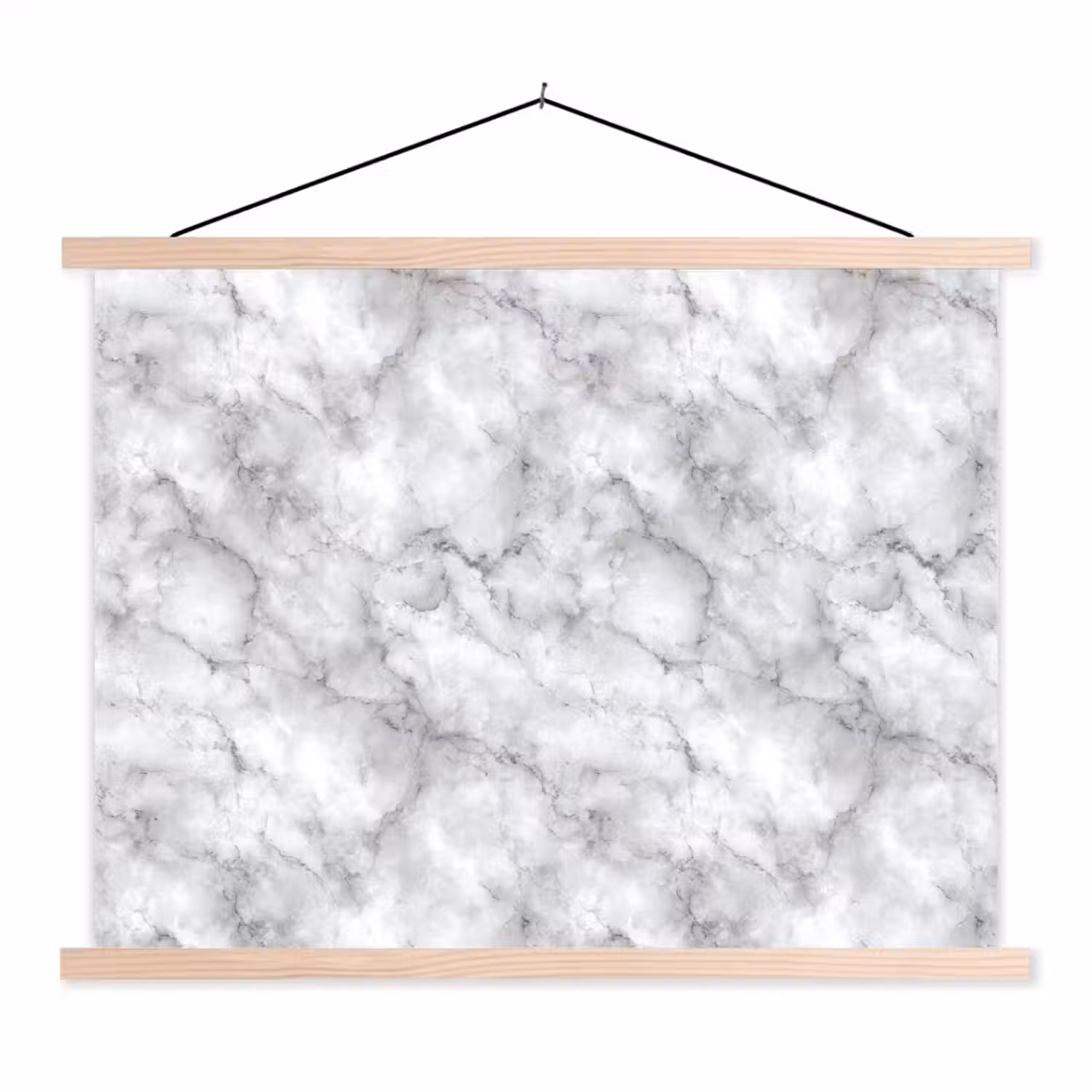 Grijs - Marmer - Klassiek - Aders textielposter latten blank klein 122 -3d