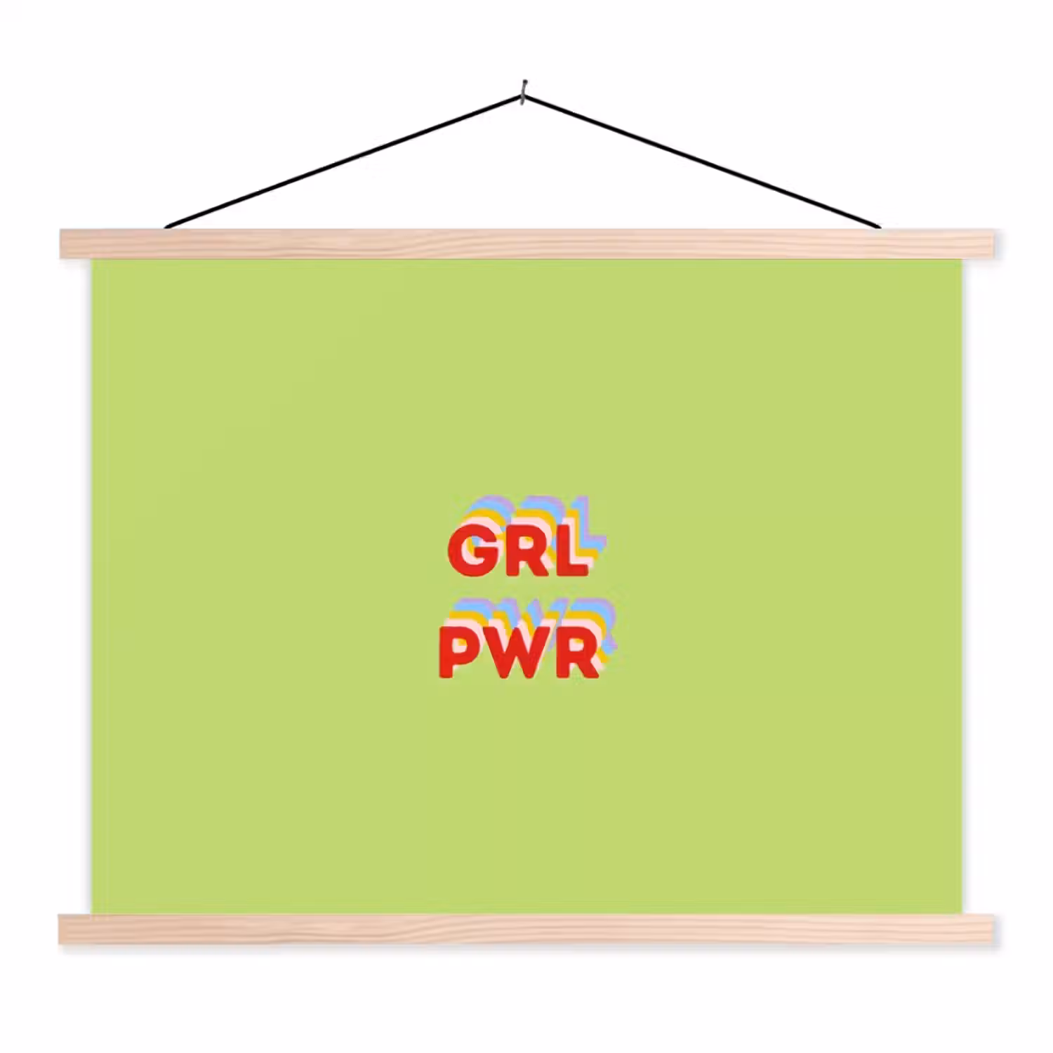 Grl pwr - Groen - Rood - 3D textielposter latten blank klein -3d