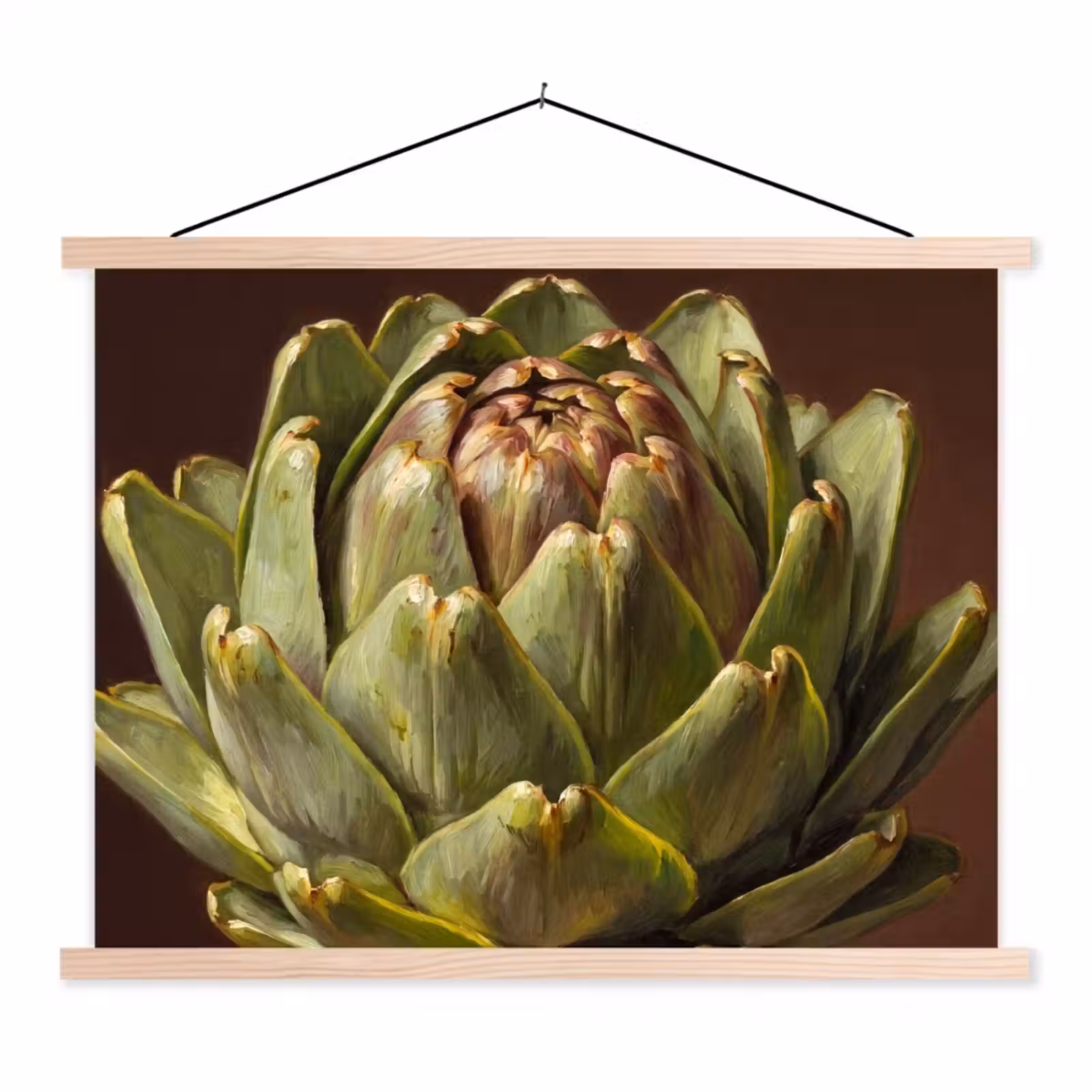 Schoolplaat - Groente - Artisjok - Groen - Groente - Artisjok - Groen textielposter latten blank klein