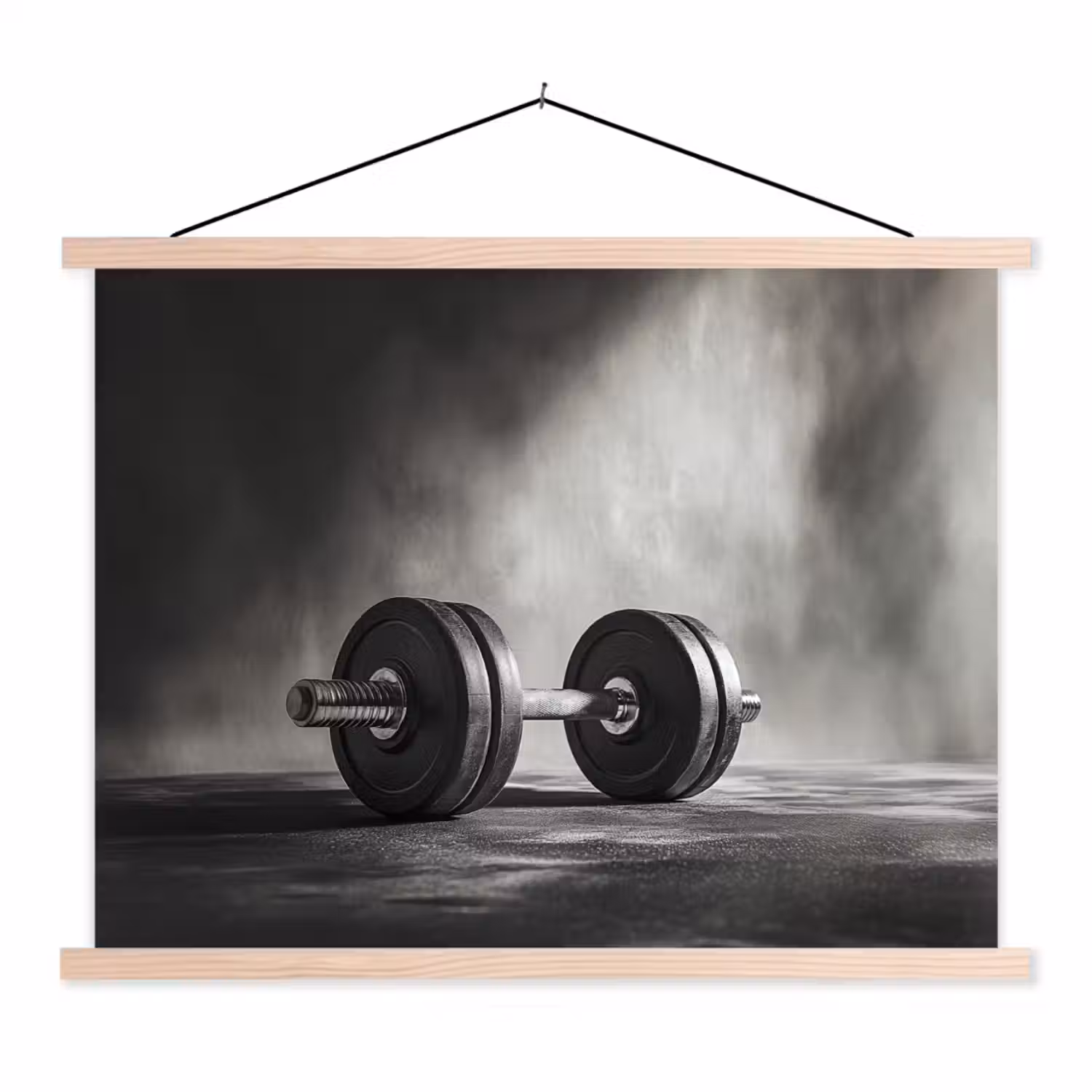 Halter - Gewichten - Zwart textielposter latten blank klein -3d