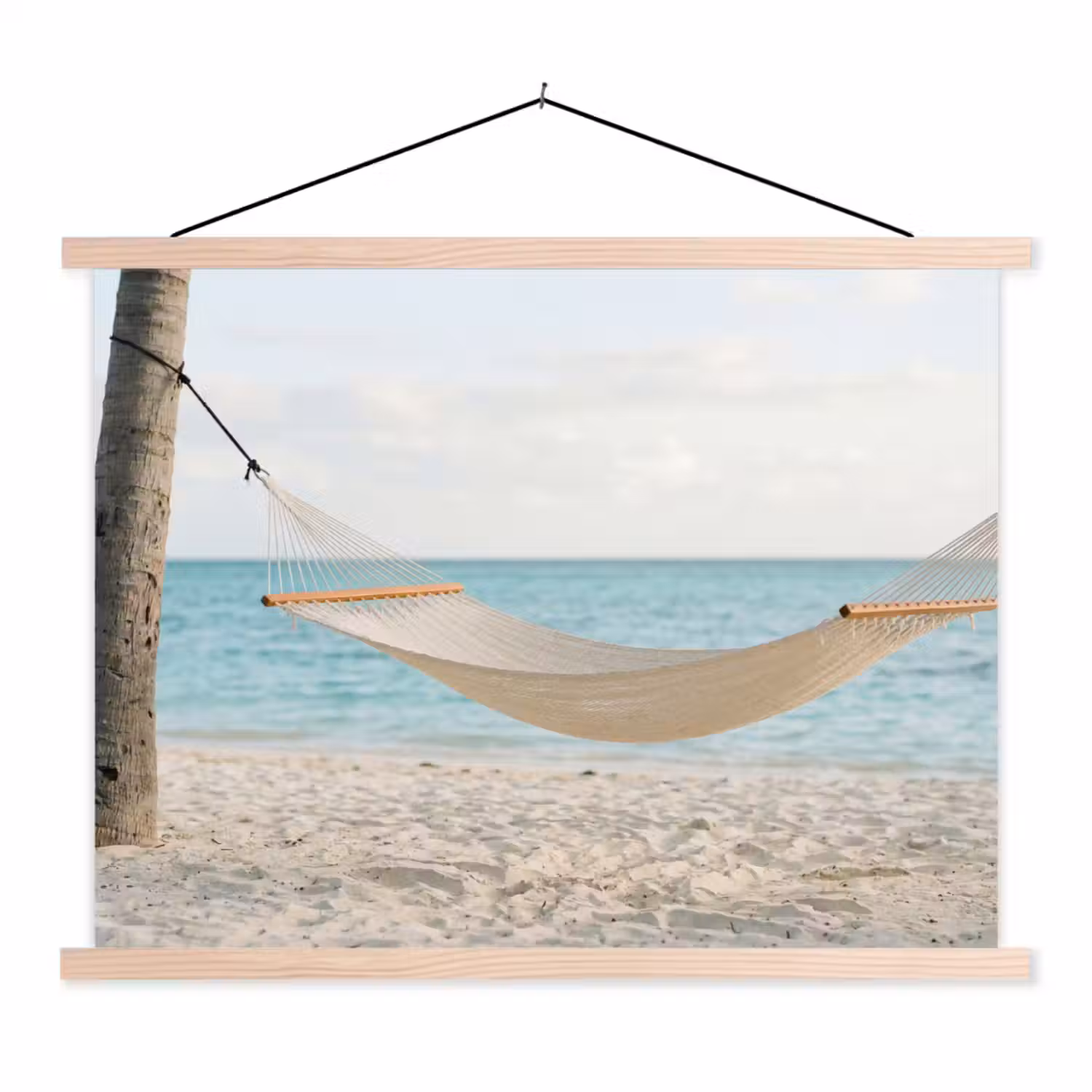 Hangmat - Strand - Wit textielposter latten blank klein -3d