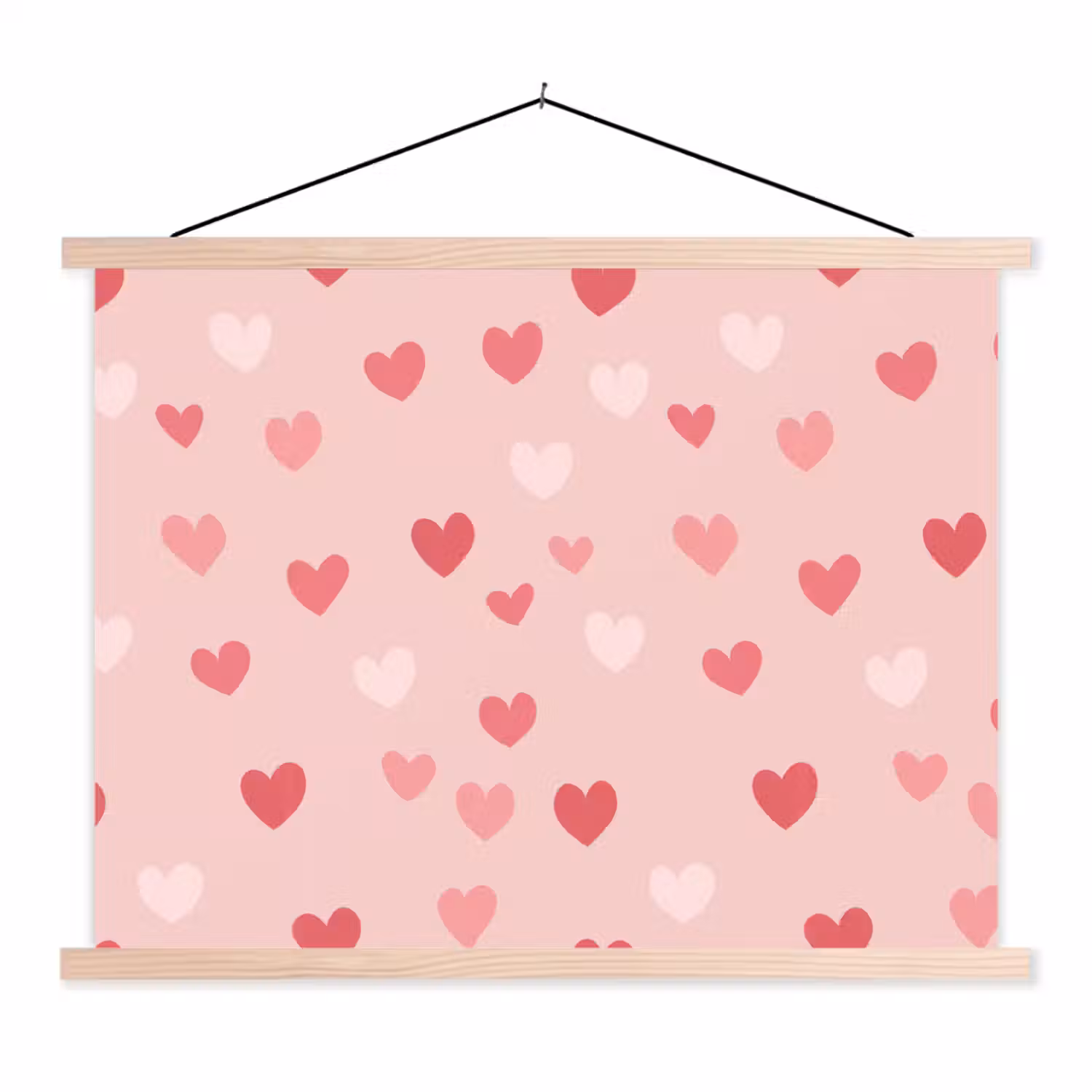 Hartjes - Patroon - Roze textielposter latten blank klein -3d