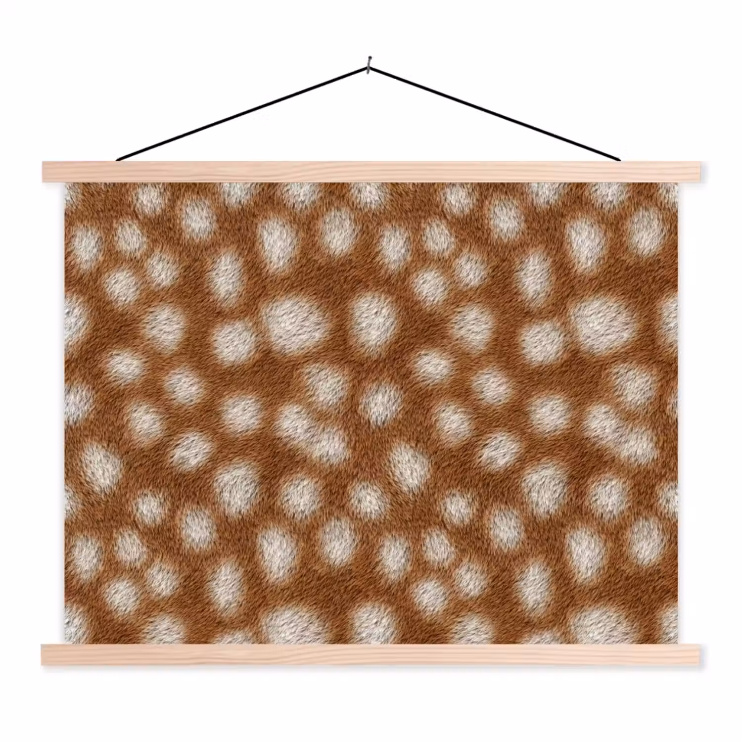 Hert - Bruin - Vacht textielposter latten blank klein 122 -3d