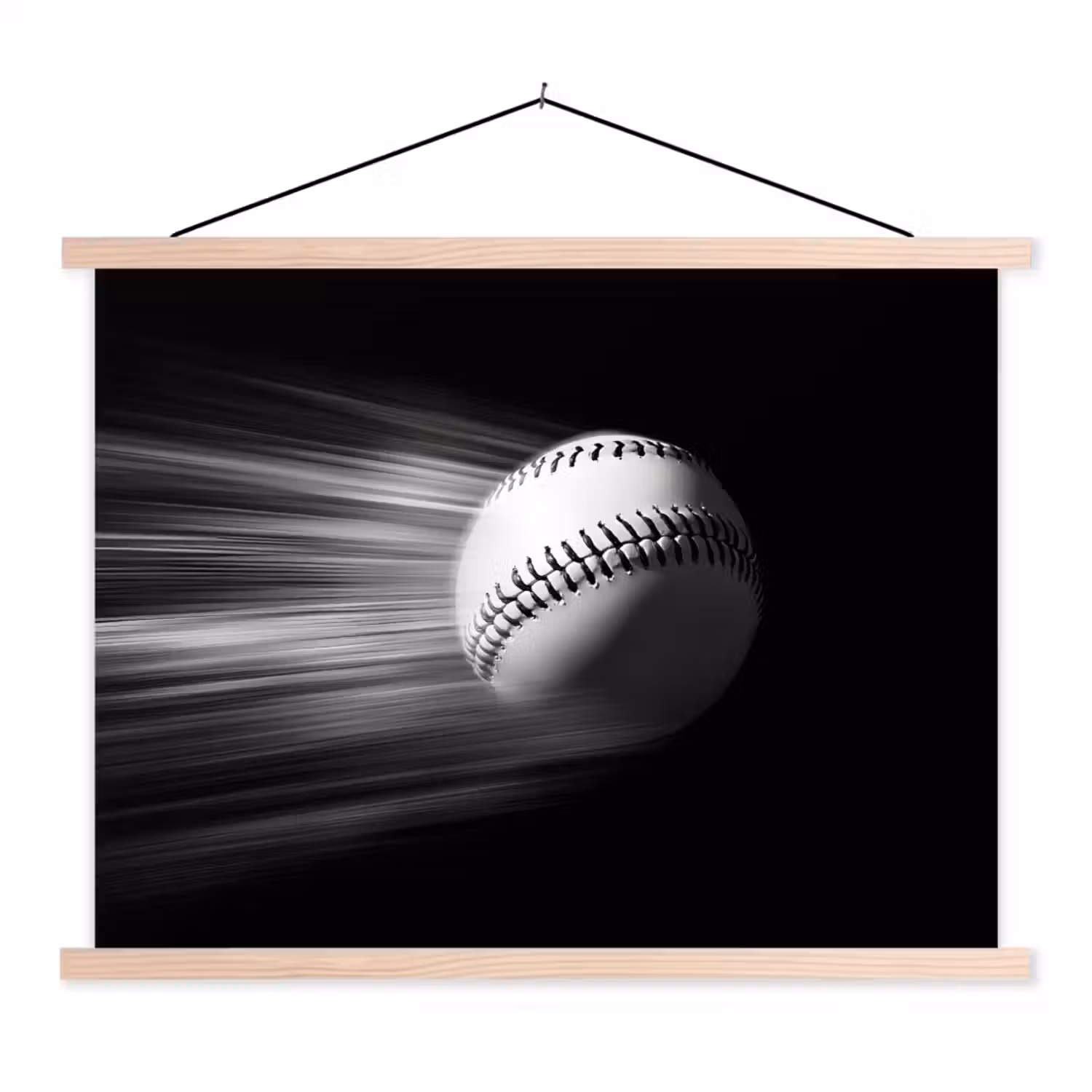Honkbal - Wit - Vliegt textielposter latten blank klein -3d