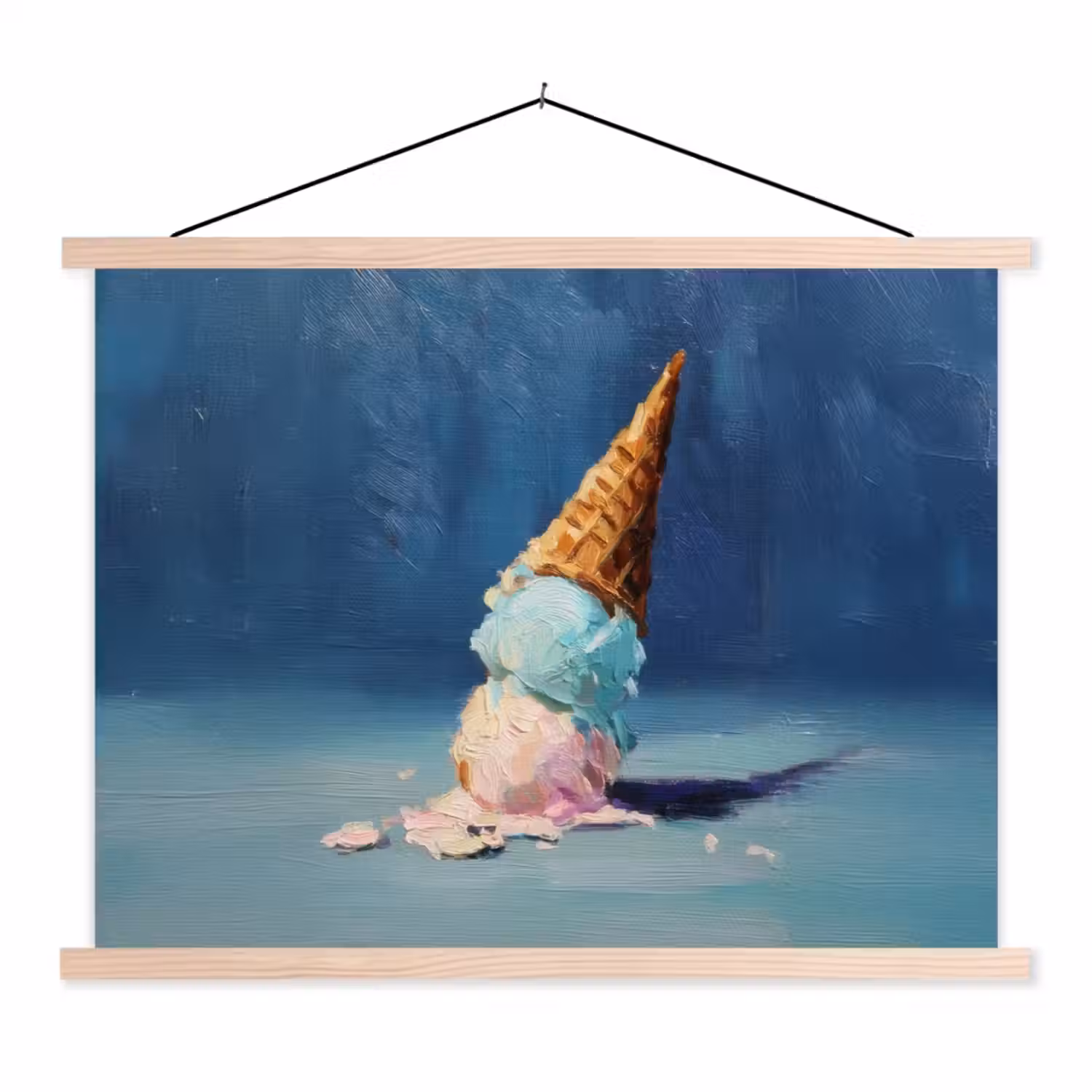 Ijshoorn - Bolletjes - Smelt - Roze textielposter latten blank klein -3d