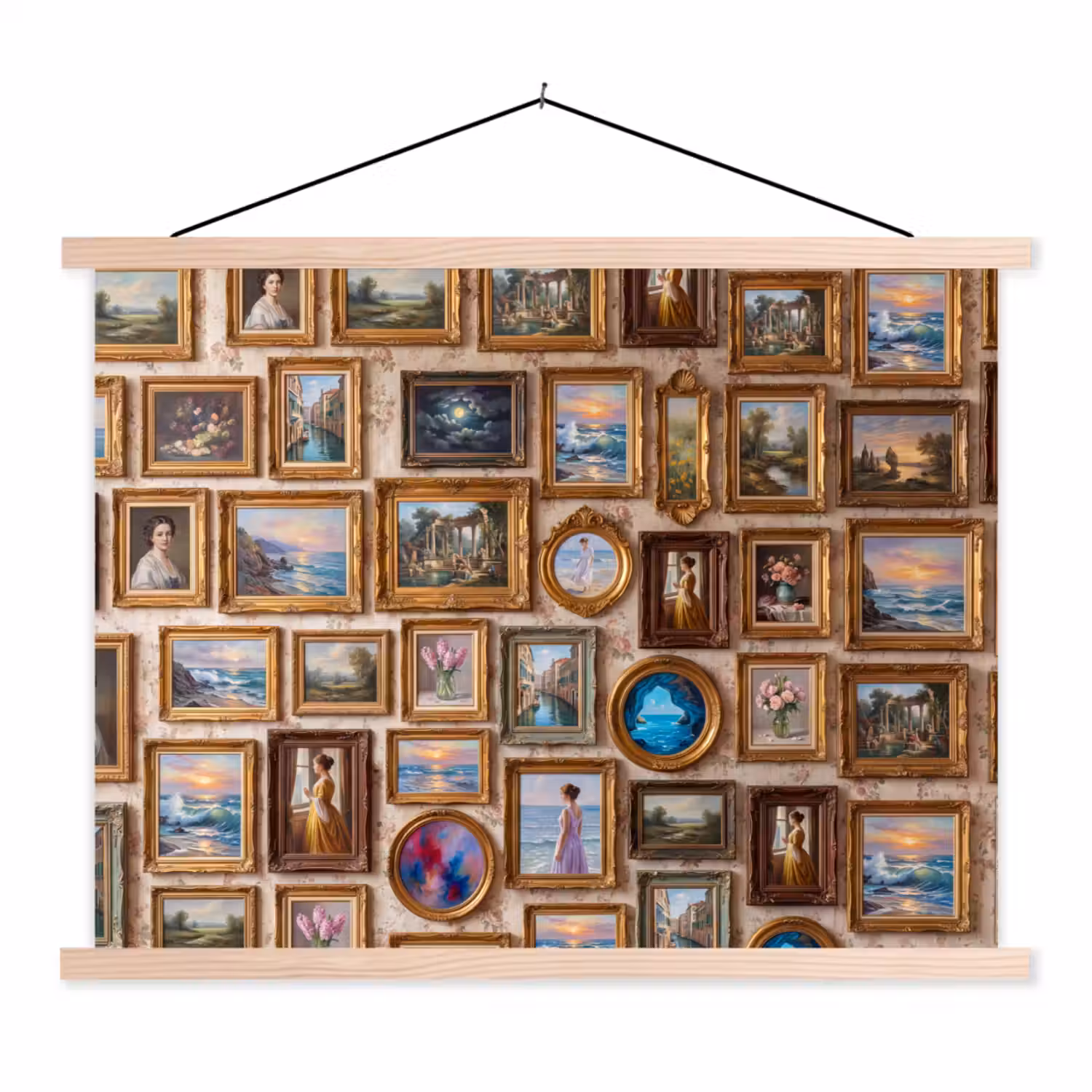 Interieur - Kunst - Collectie - Klassiek - Goud textielposter latten blank klein -3d