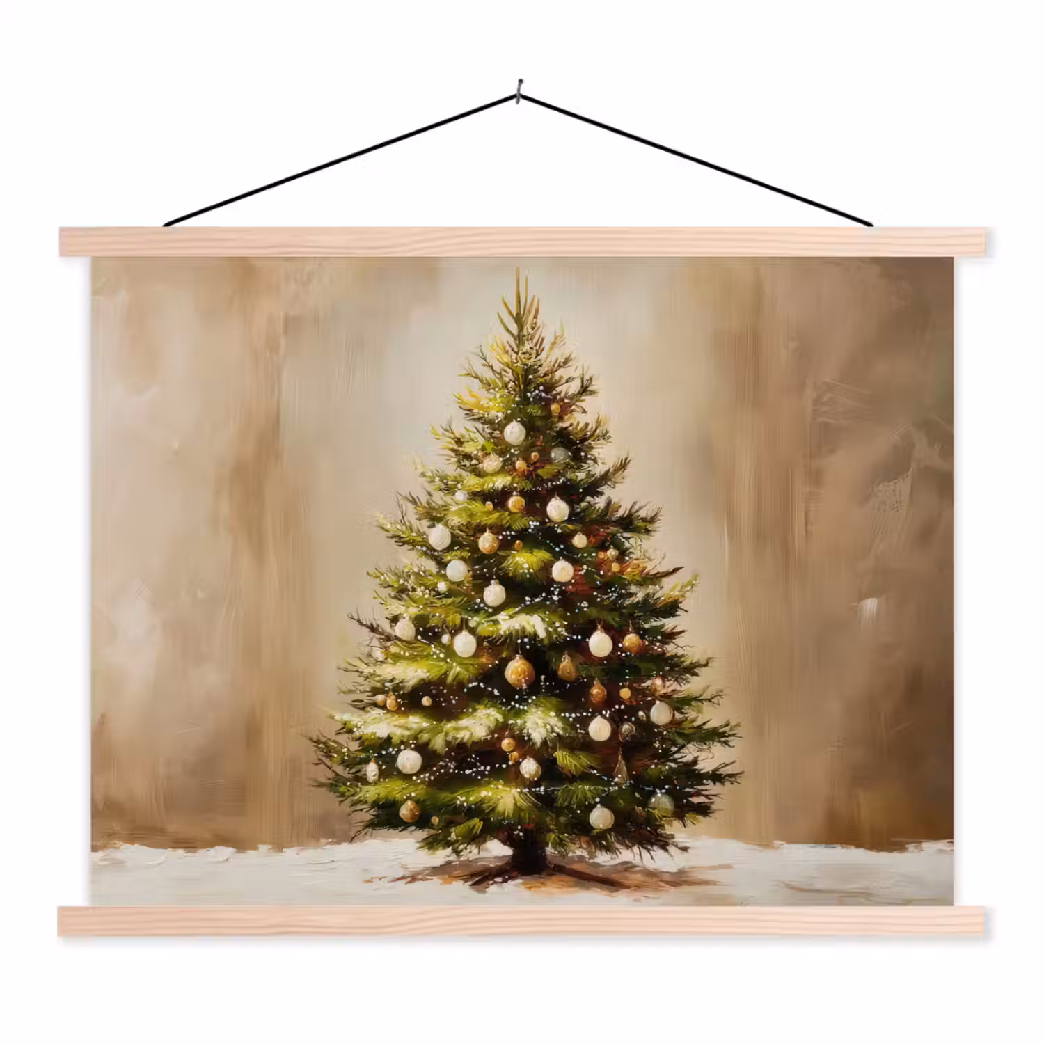 Kerst - Sfeer - Groen textielposter latten blank klein -3d