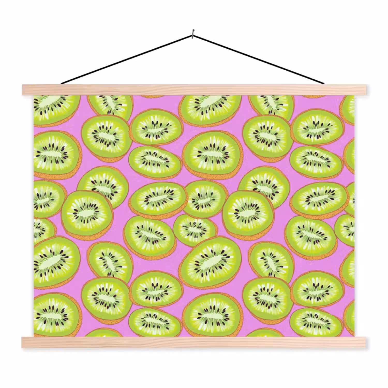 Kiwi - Speels - Groen textielposter latten blank klein 122 -3d