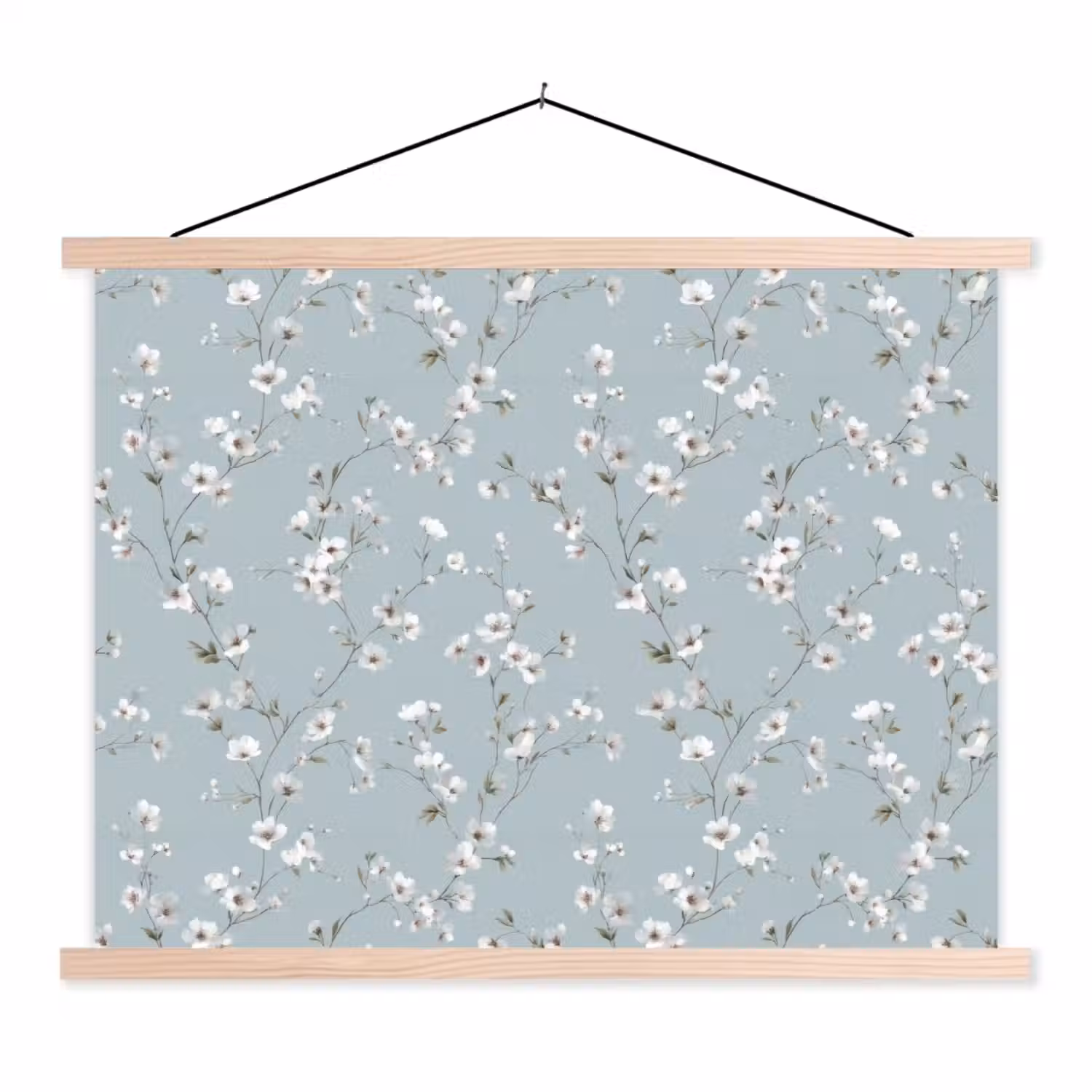 Klassiek - Bloemen - Blauw textielposter latten blank klein 122 -3d