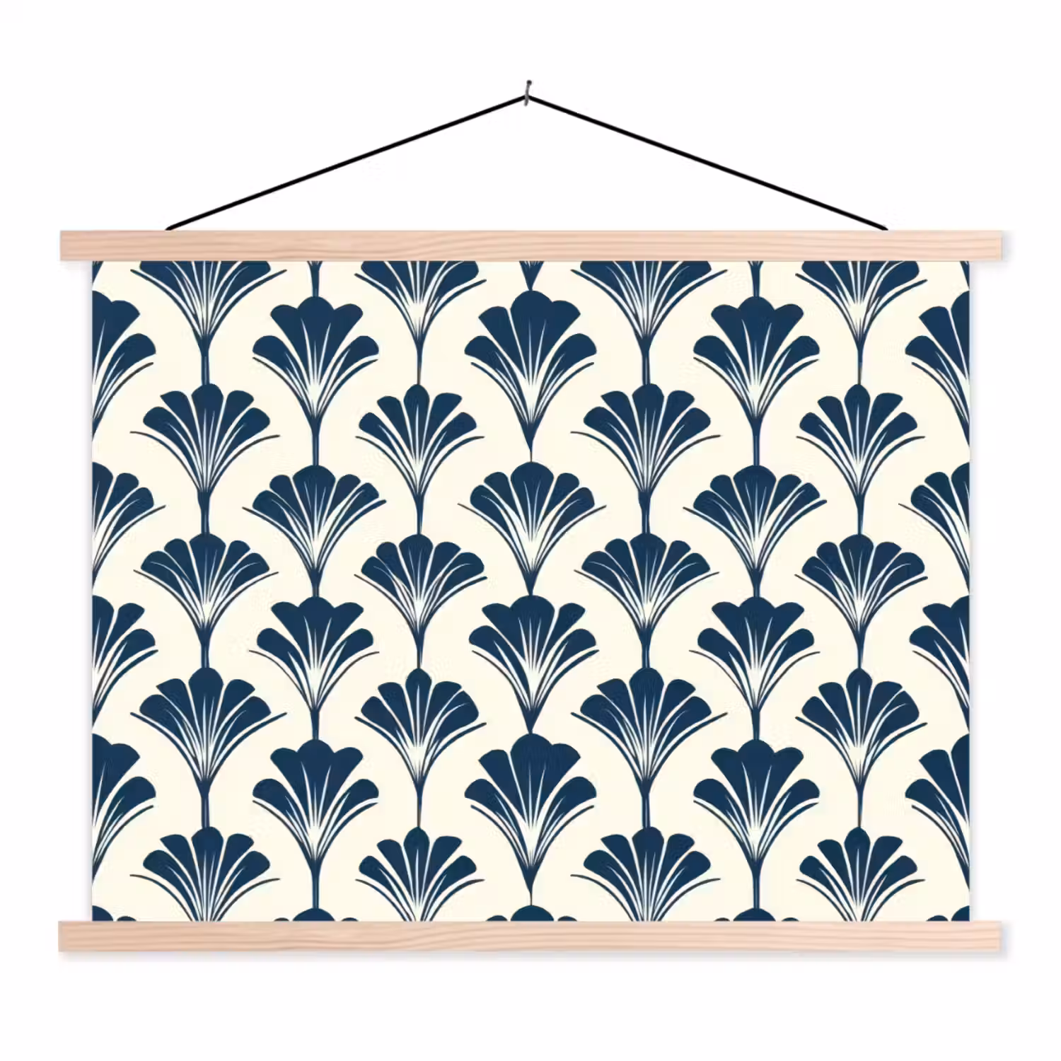 Klassiek - Motief - Blauw textielposter latten blank klein 122 -3d