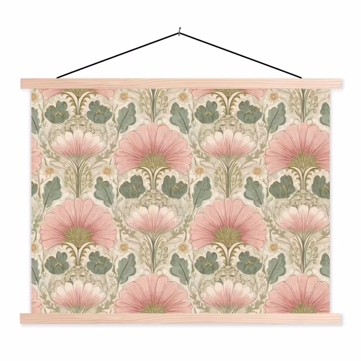 Klassiek - Patroon - Roze textielposter latten blank klein 122 -3d
