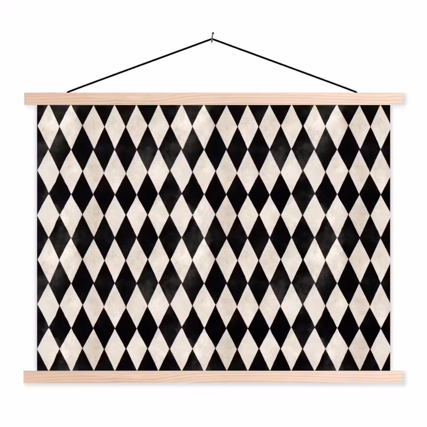 Klassiek - Patroon - Zwart textielposter latten blank klein 122 -3d