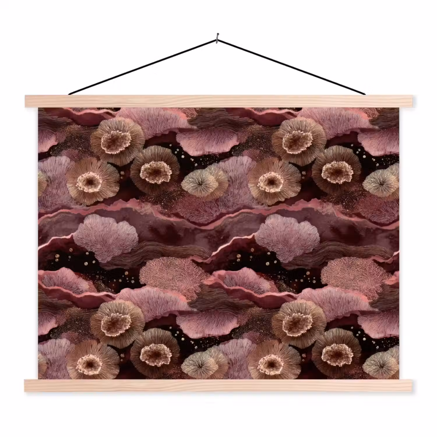 Koraal - Organisch - Roze textielposter latten blank klein 122 -3d