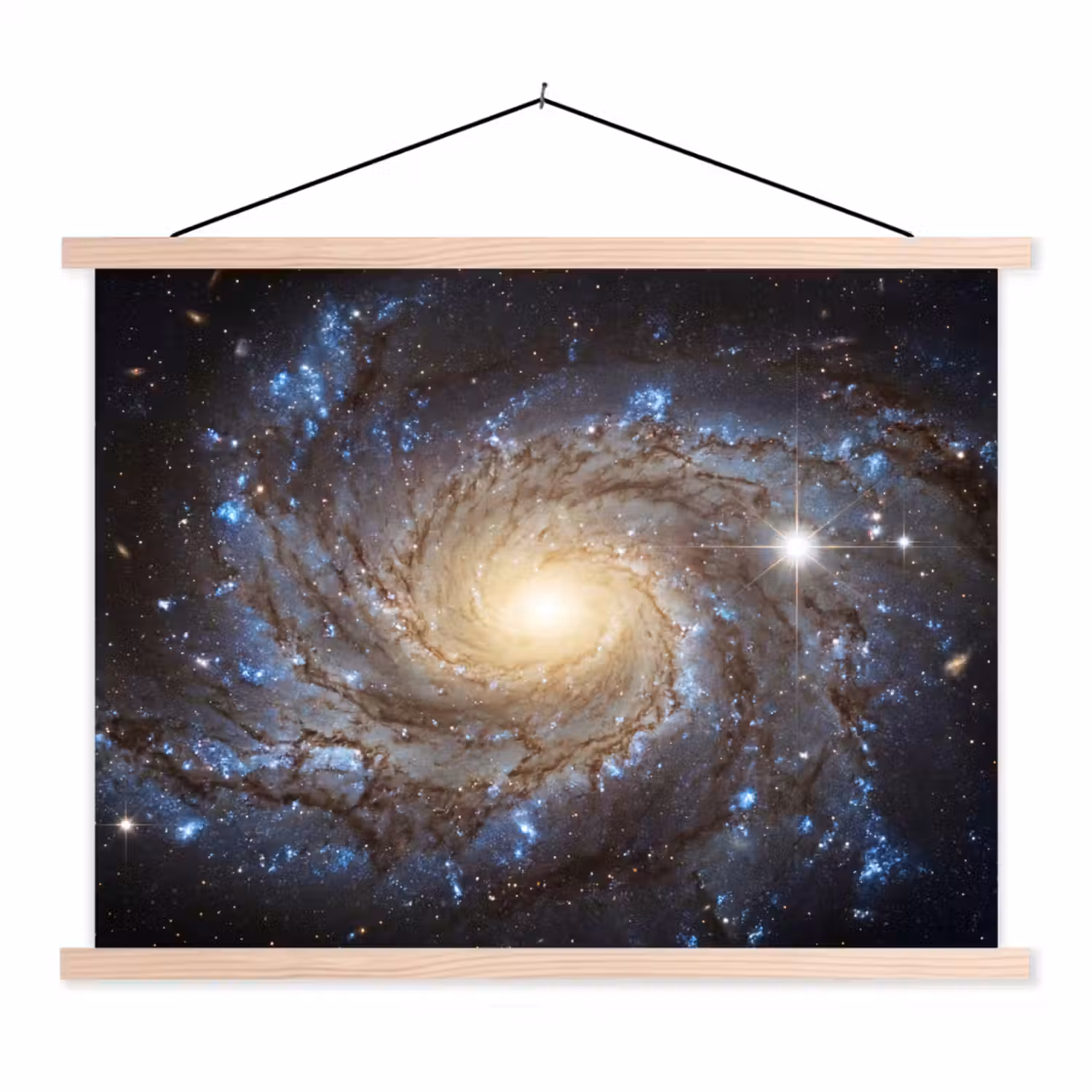 Kosmos - Sterrenstelsel - Donker textielposter latten blank klein -3d
