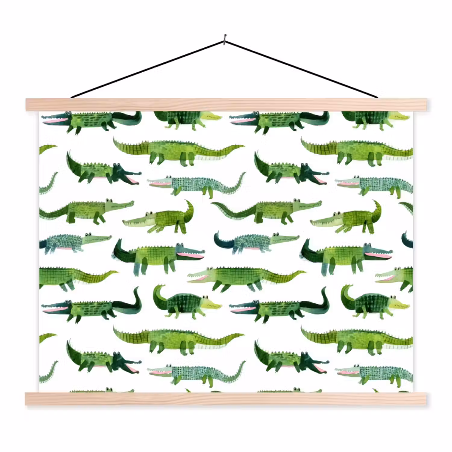 krokodillen - Speels - Groen textielposter latten blank klein 122 -3d