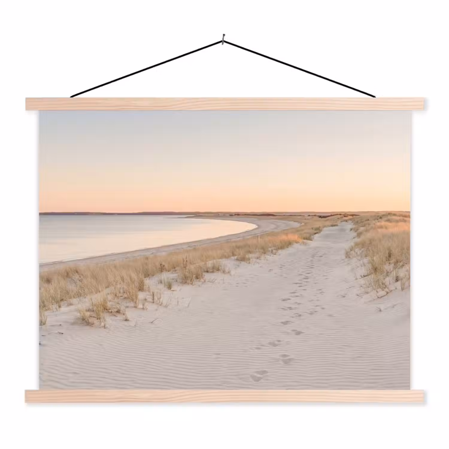 Kustlijn - Horizon - Hek textielposter latten blank klein -3d