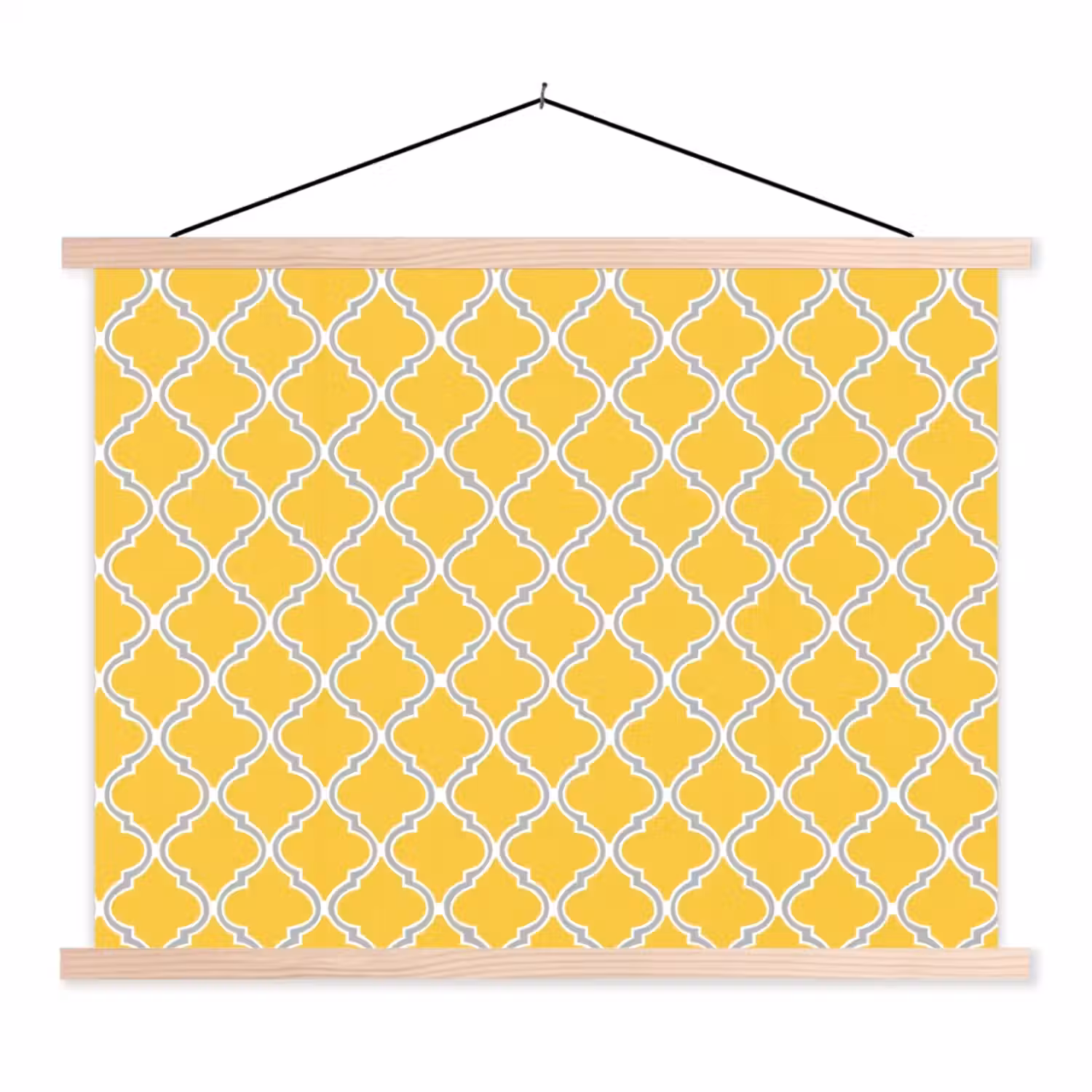 Lantaarn - Arabesk - Elegant - Geel textielposter latten blank klein 122 -3d