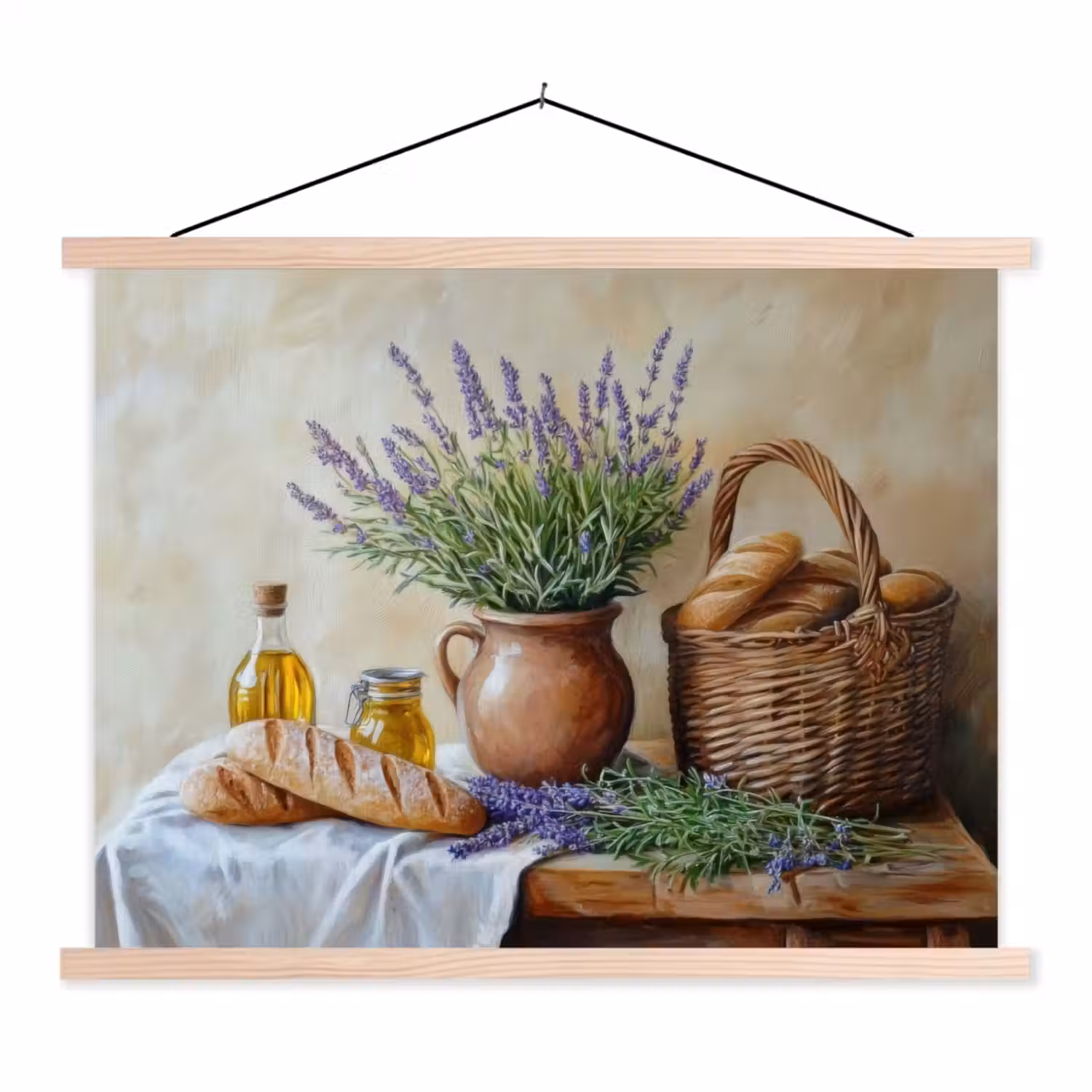 Lavendel - Brood - Stilleven textielposter latten blank klein -3d