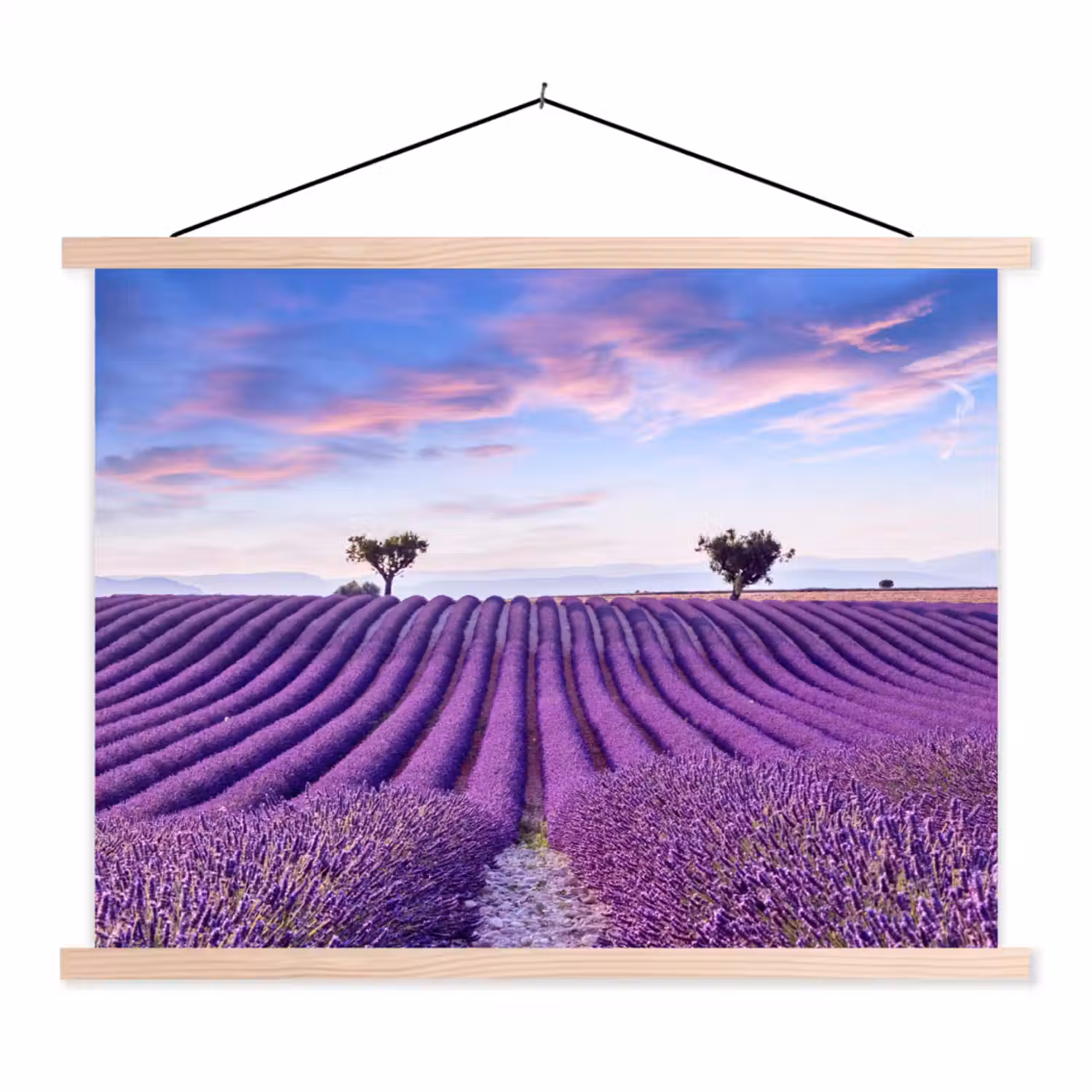 Lavendel - Natuur - Paars - Bomen - Bloemen textielposter latten blank klein -3d