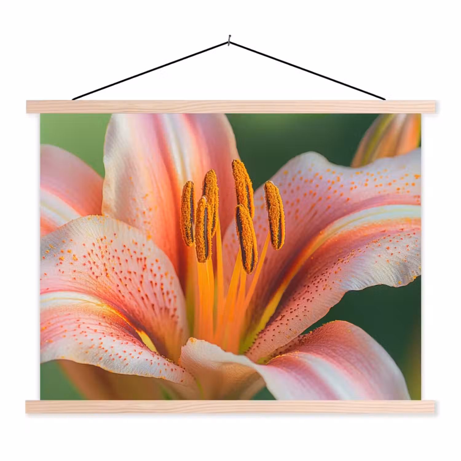 Lelie - Close up - Lichtroze textielposter latten blank klein -3d
