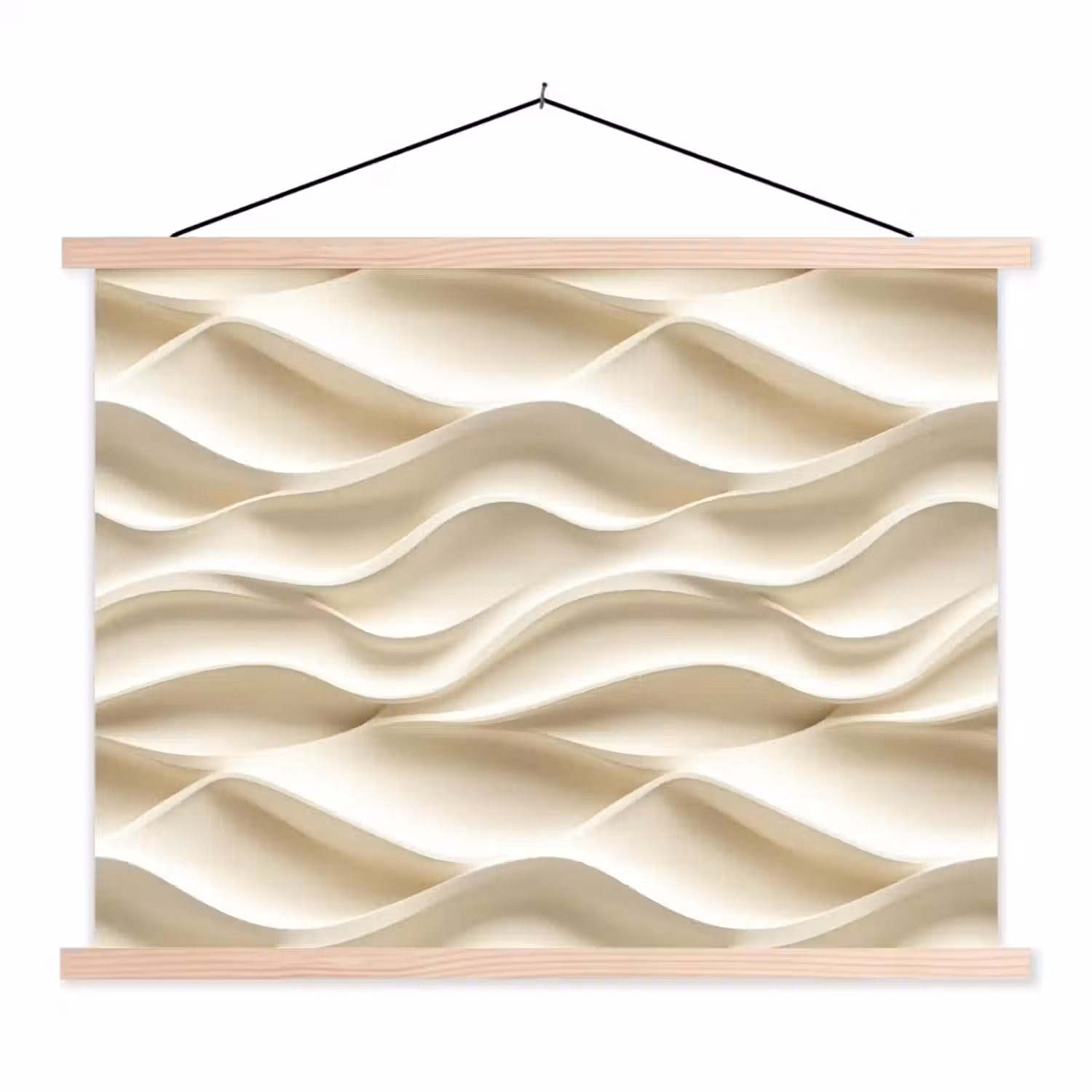 Lijnen - Golvend - Crème textielposter latten blank klein 122 -3d