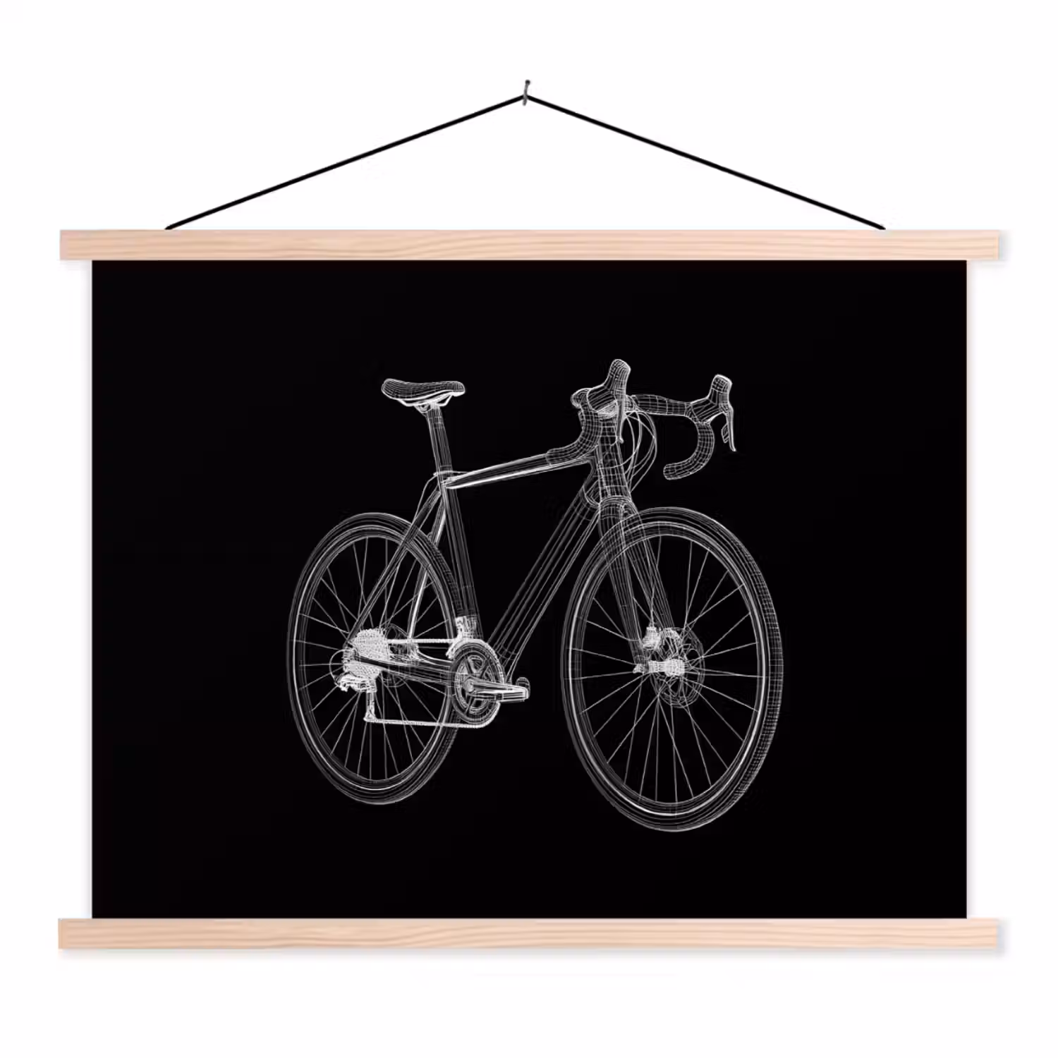 Lijnen - Illustratie - Wit textielposter latten blank klein -3d