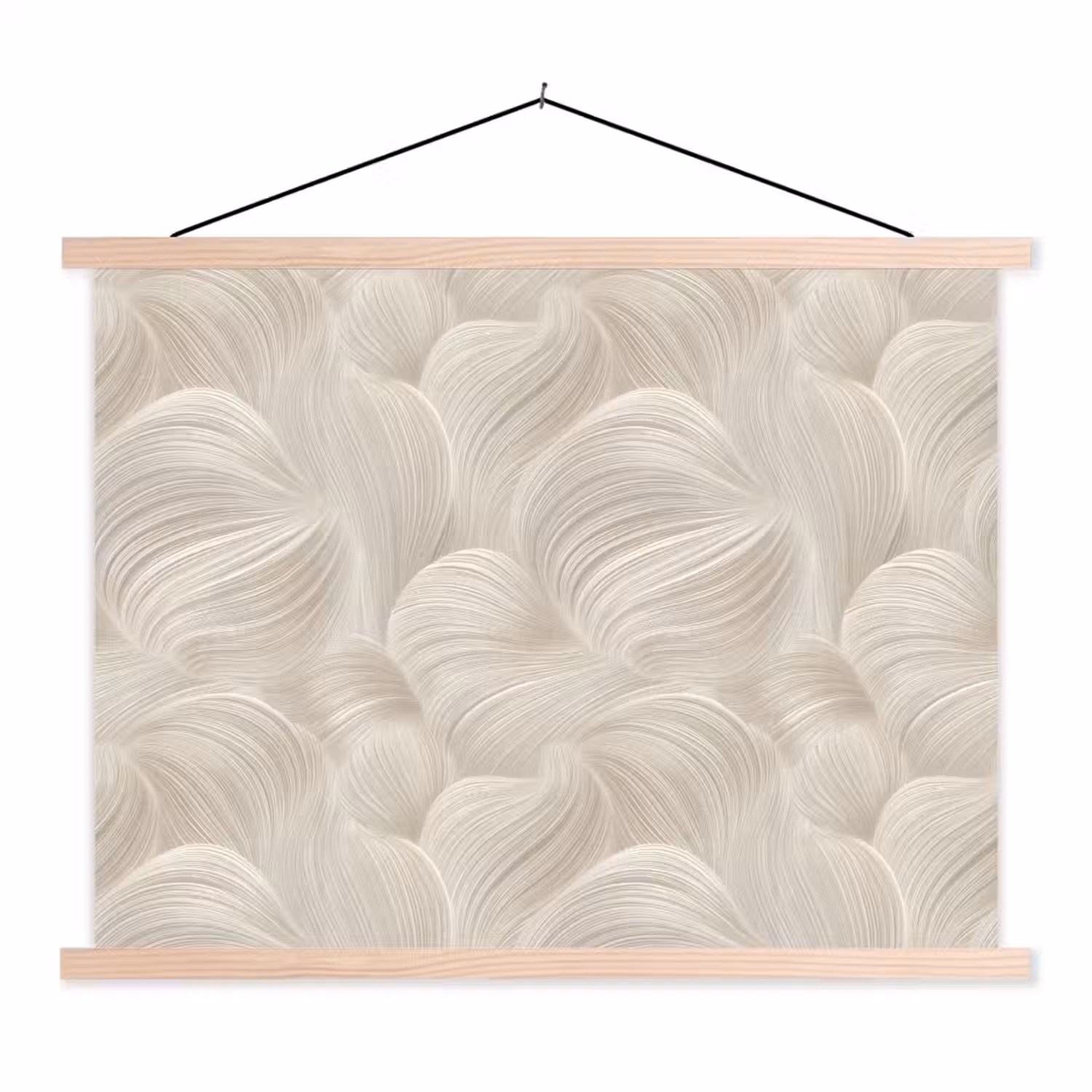 Lijnen - Waaier - Beige textielposter latten blank klein 122 -3d