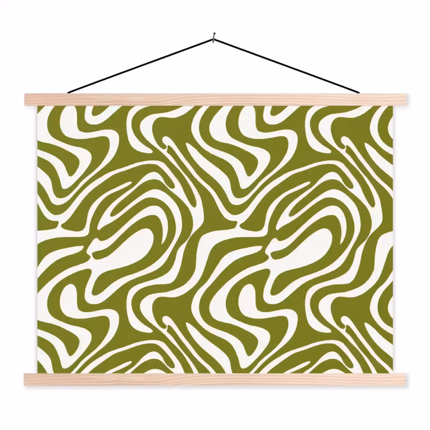 Lijnpatroon - Groen - Organisch textielposter latten blank klein 122 -3d