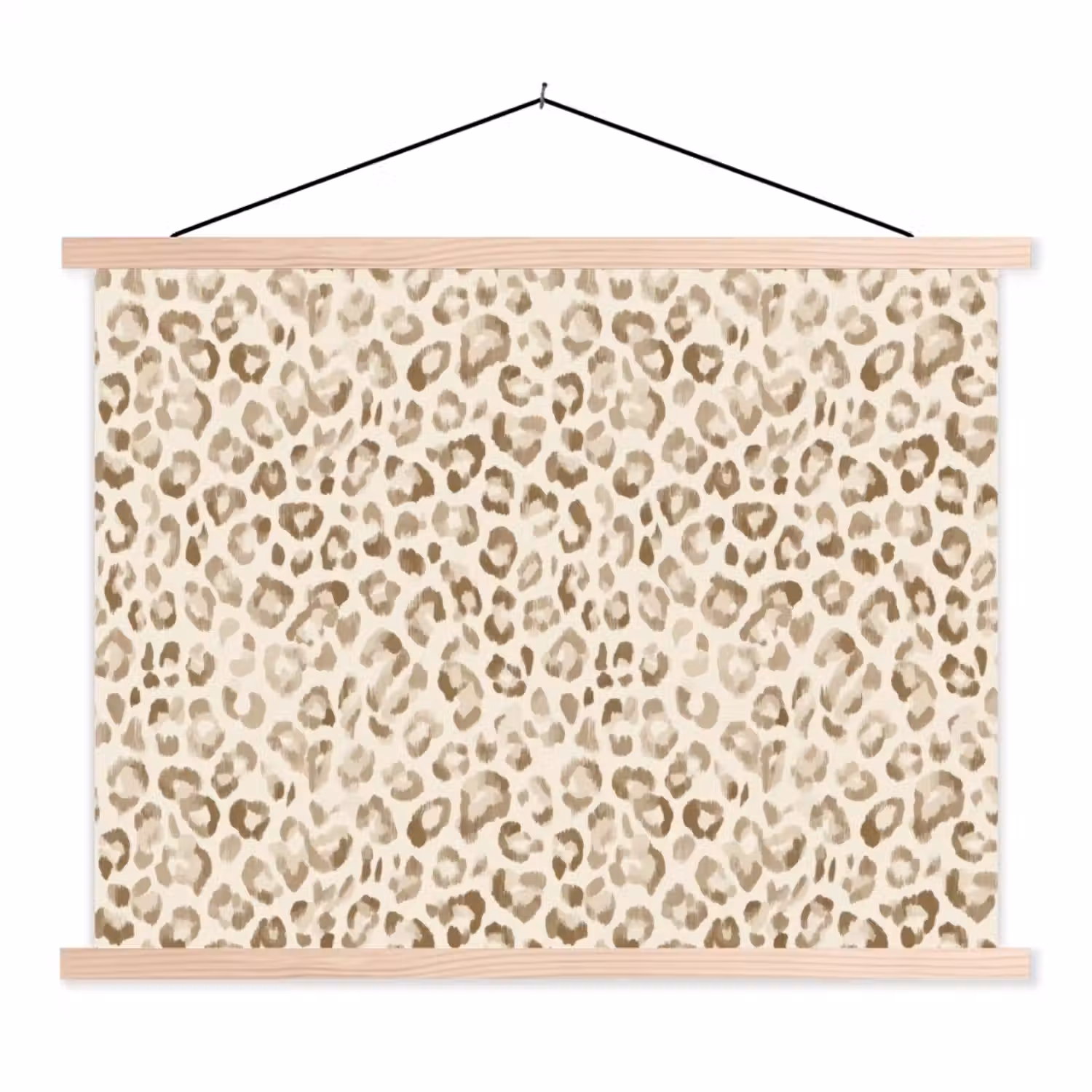 Luipaard - Klassiek - Beige textielposter latten blank klein 122 -3d