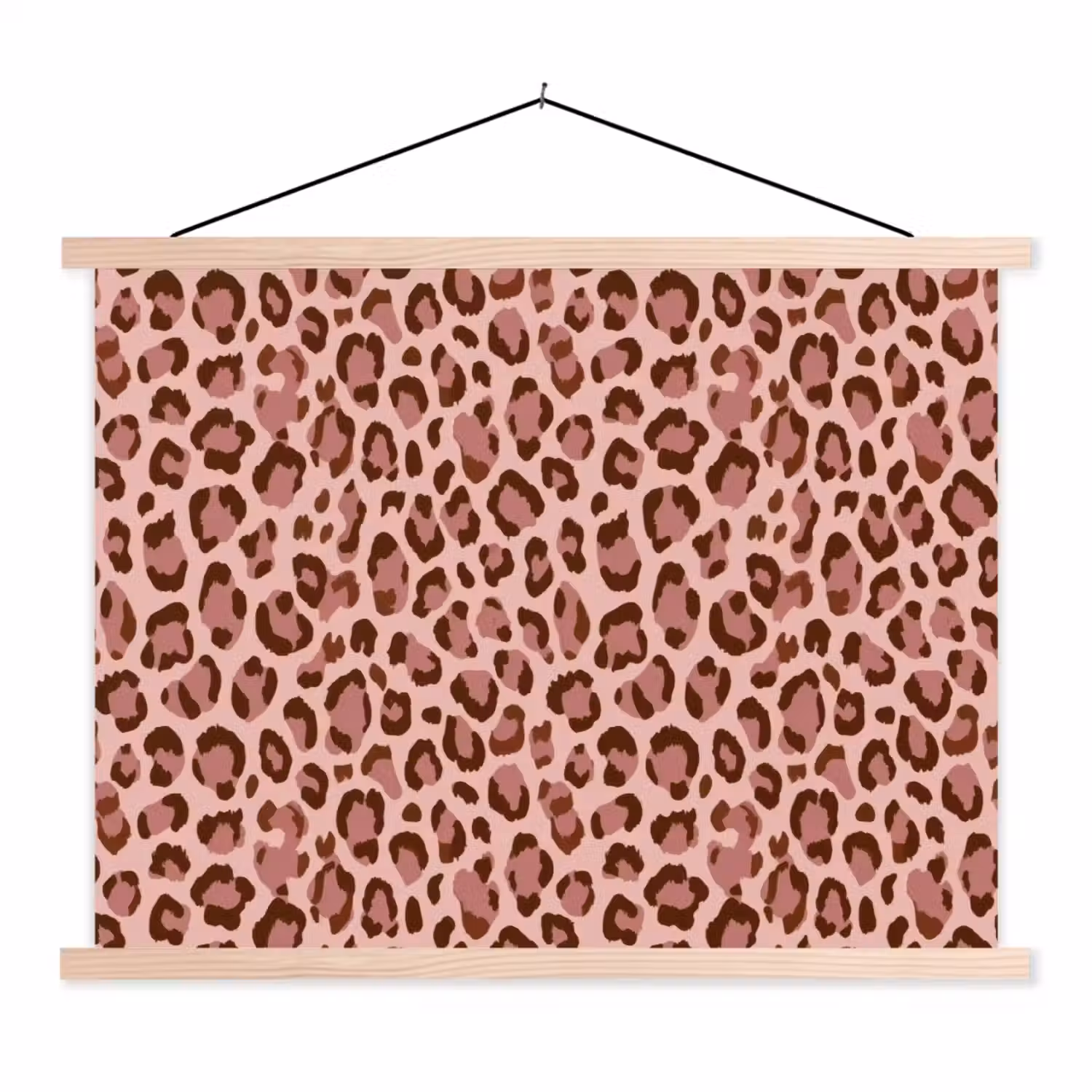 Luipaard - Patroon - Roze textielposter latten blank klein 122 -3d