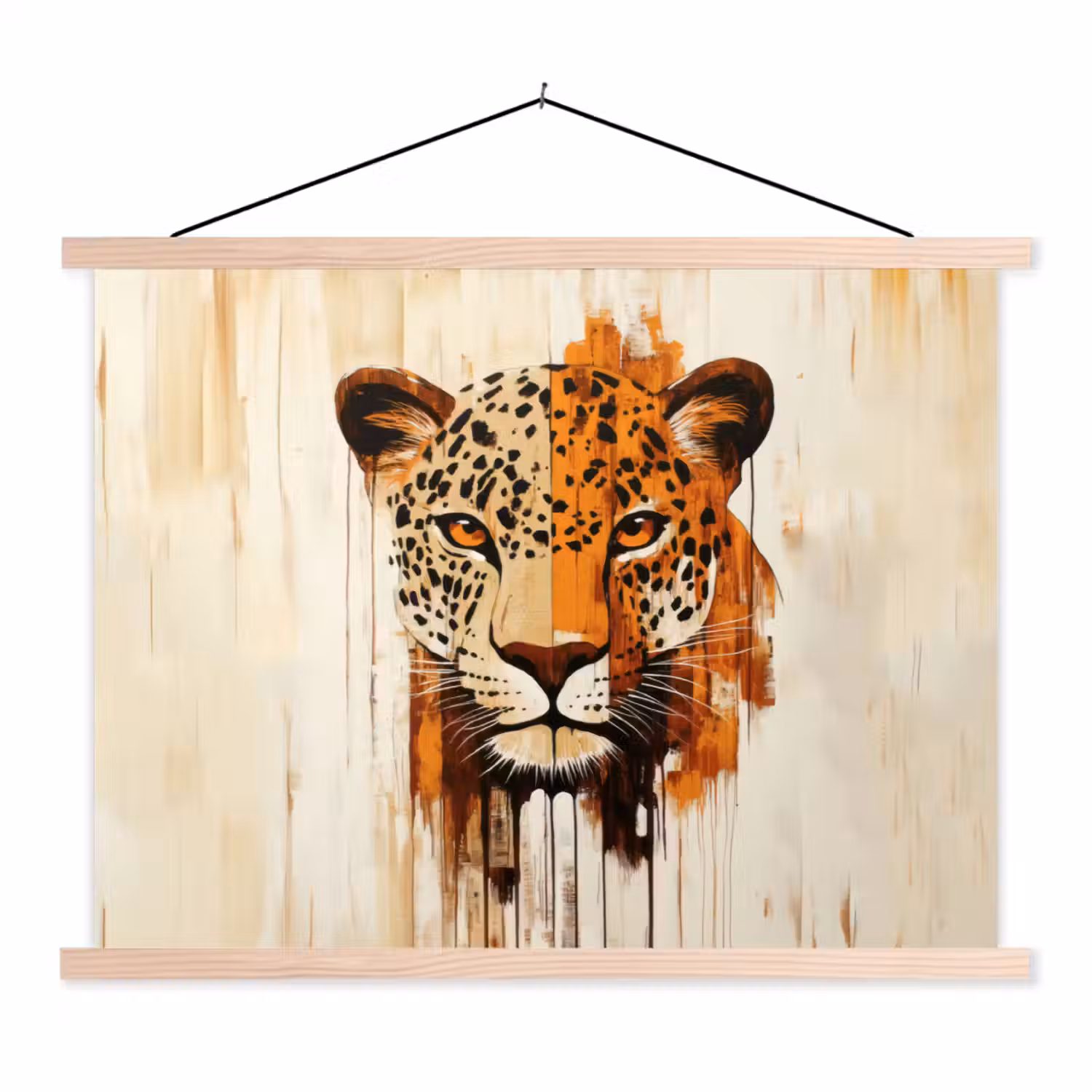 Luipaard - Symmetrisch - Strepen textielposter latten blank klein -3d