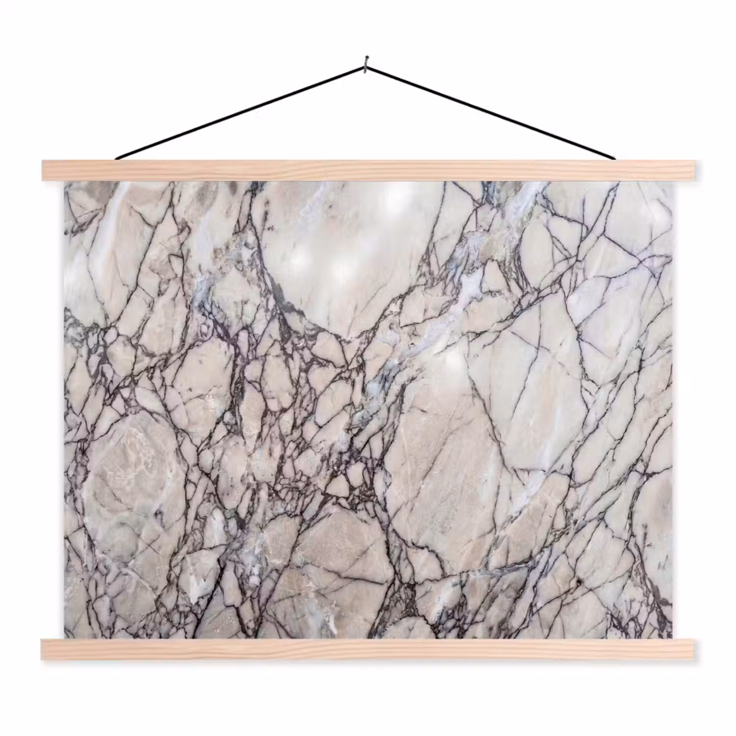 Marmer - Aderen - Patroon - Wit - Grijs textielposter latten blank klein -3d