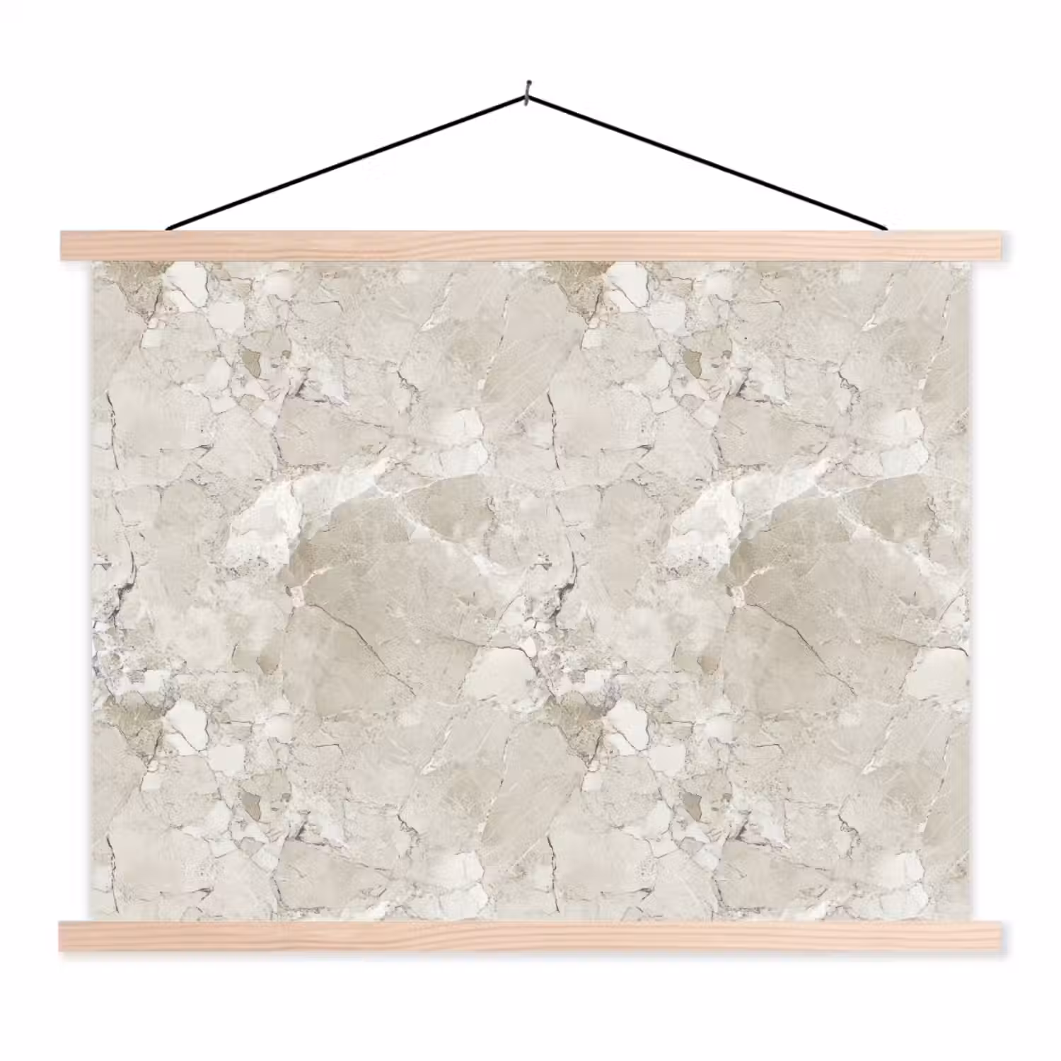 Marmer - Grijs - Aders textielposter latten blank klein 122 -3d