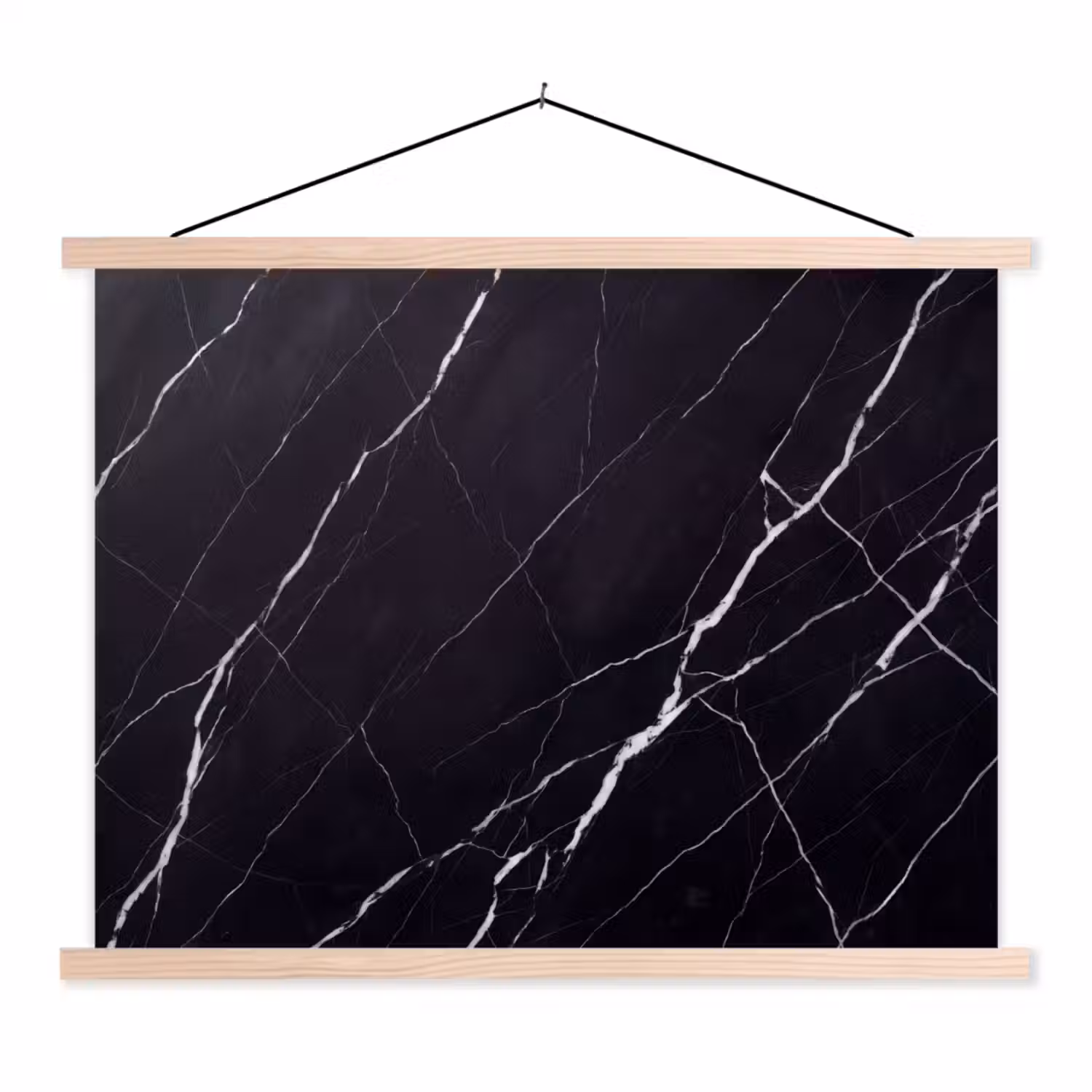 Marmer - Patroon - Abstract - Modern - Zwart textielposter latten blank klein -3d