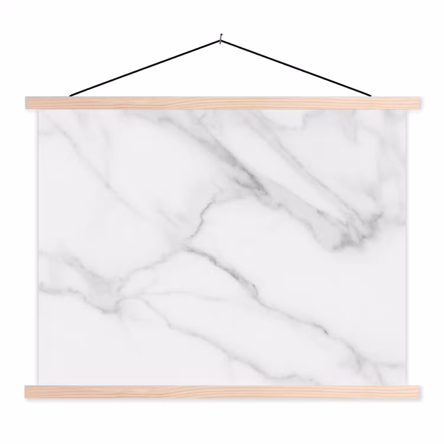 Marmer - Structuur - Wit - Grijs - Steen - Marmerlook textielposter latten blank klein -3d