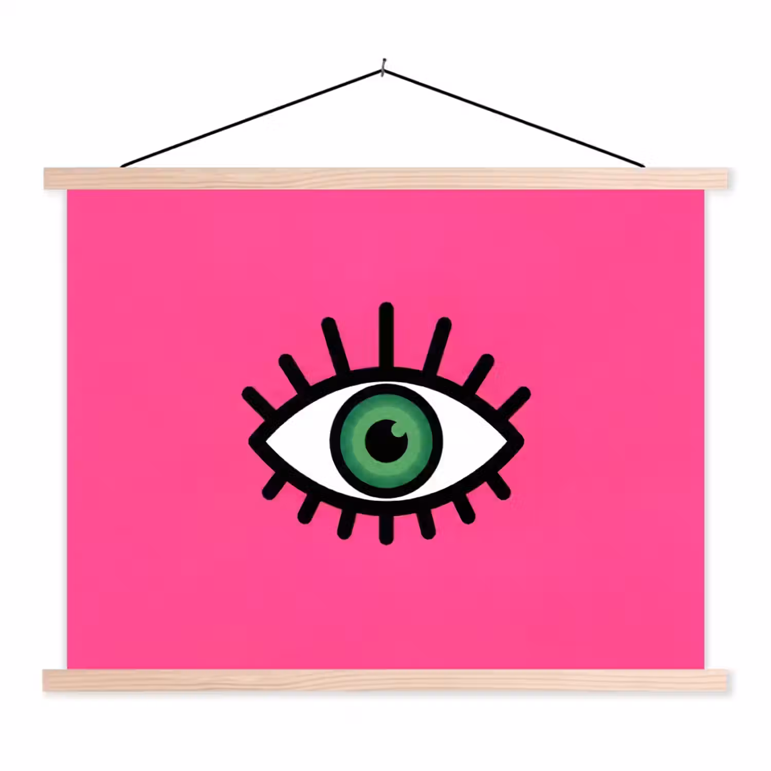 Minimalistisch - Oog - Roze textielposter latten blank klein -3d