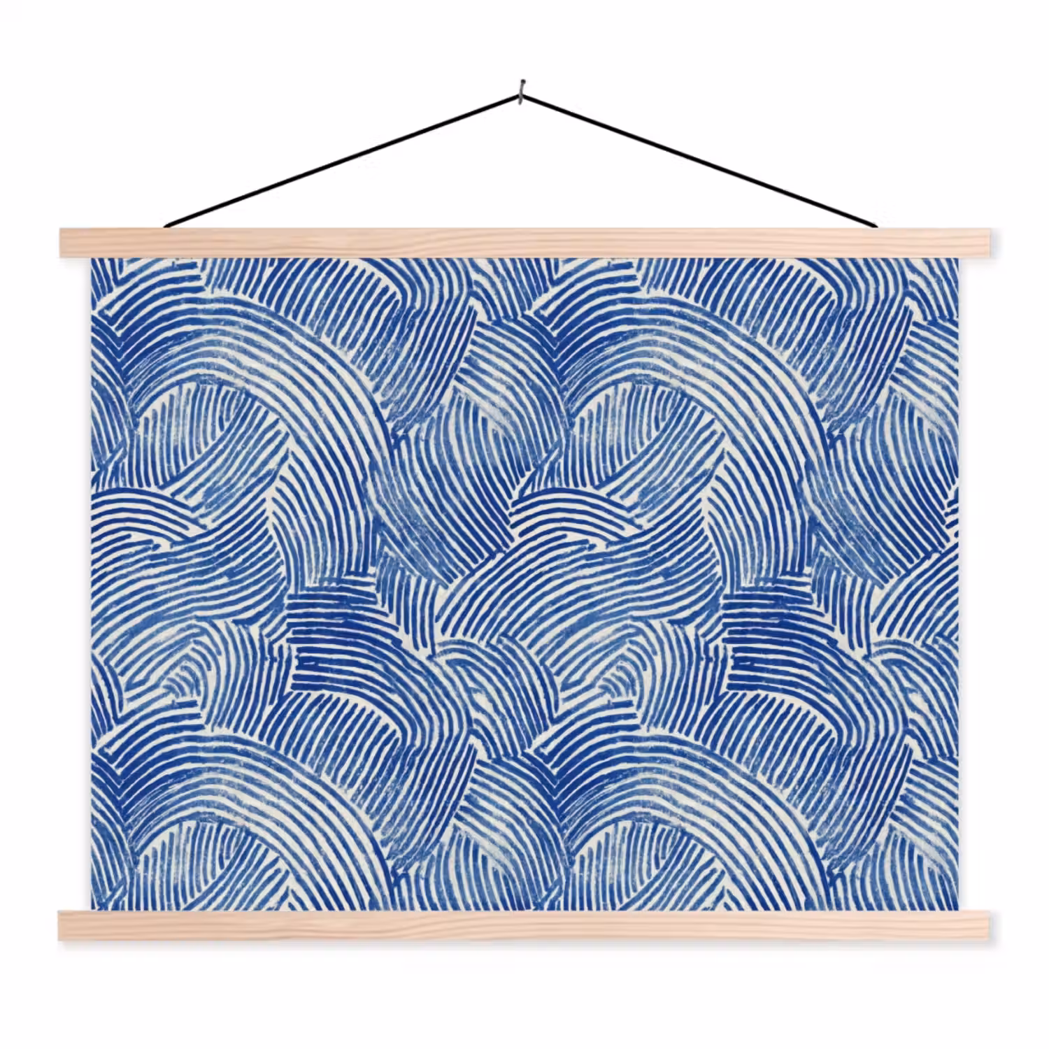 Modern - Abstract - Blauw textielposter latten blank klein 122 -3d