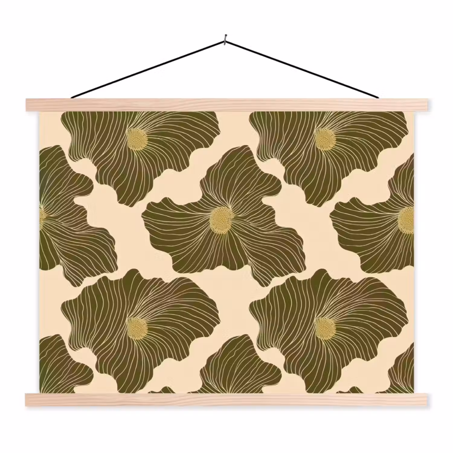 Modern - Abstract - Groen textielposter latten blank klein 122 -3d