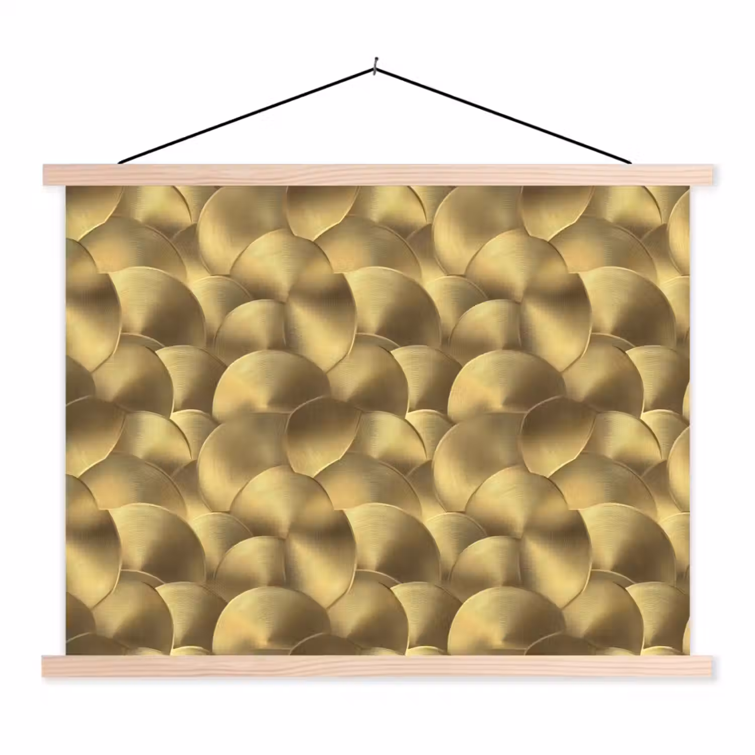 Modern - Cirkel - Goud textielposter latten blank klein 122 -3d