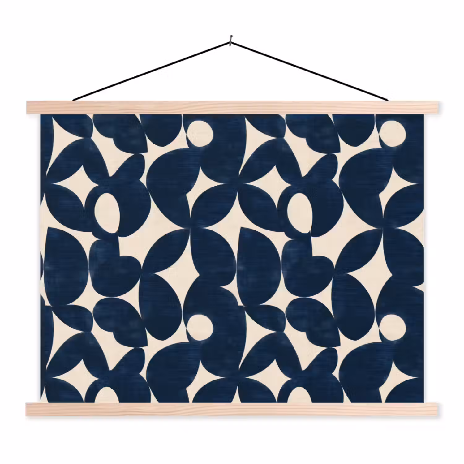 Modern - Geometrisch - Blauw textielposter latten blank klein 122 -3d