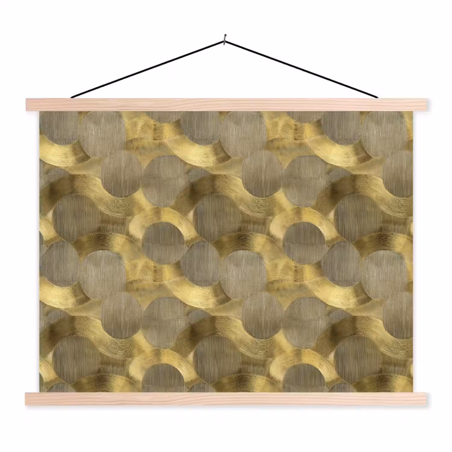 Modern - Geometrisch - Goud textielposter latten blank klein 122 -3d