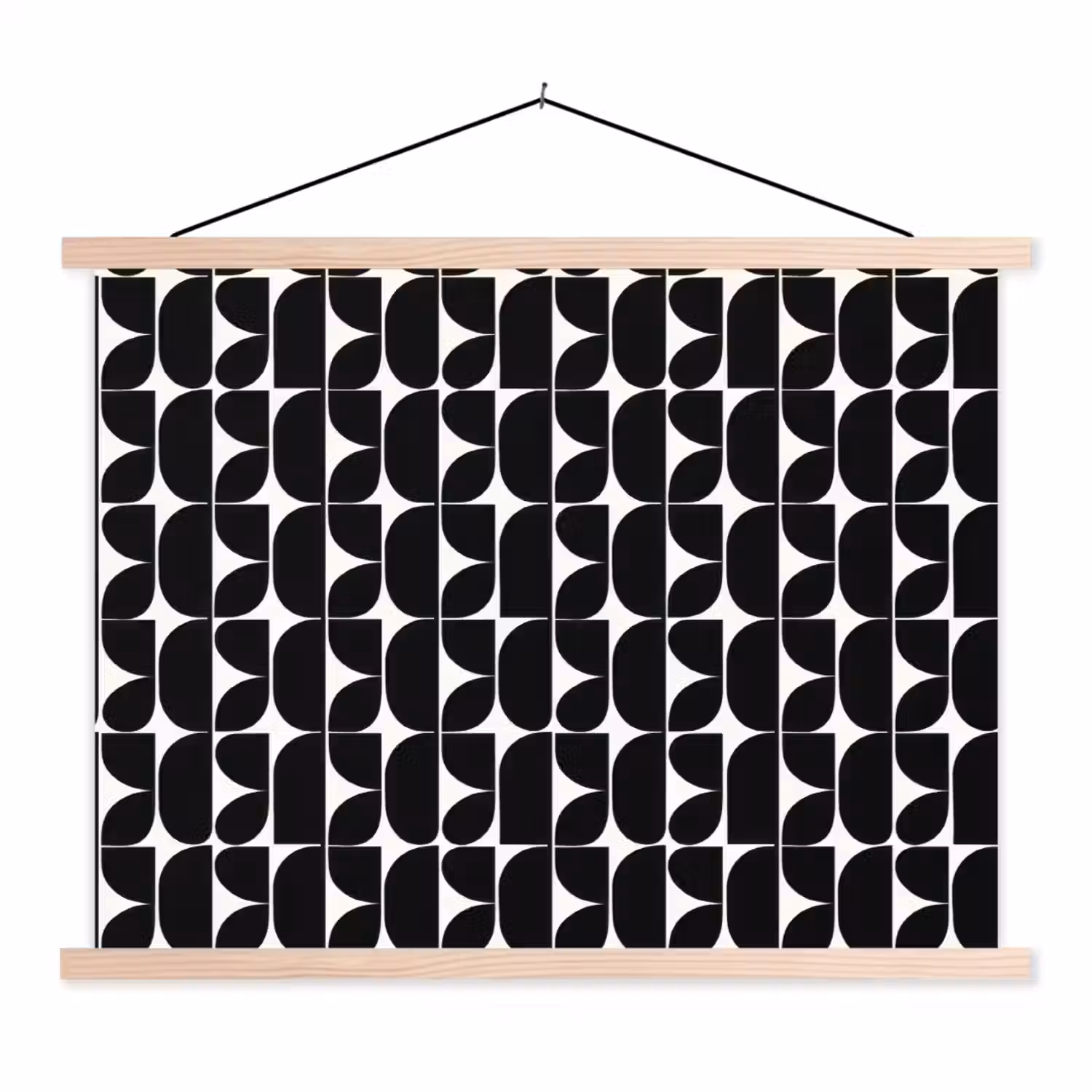 Modern - Geometrisch - Zwart textielposter latten blank klein 122 -3d