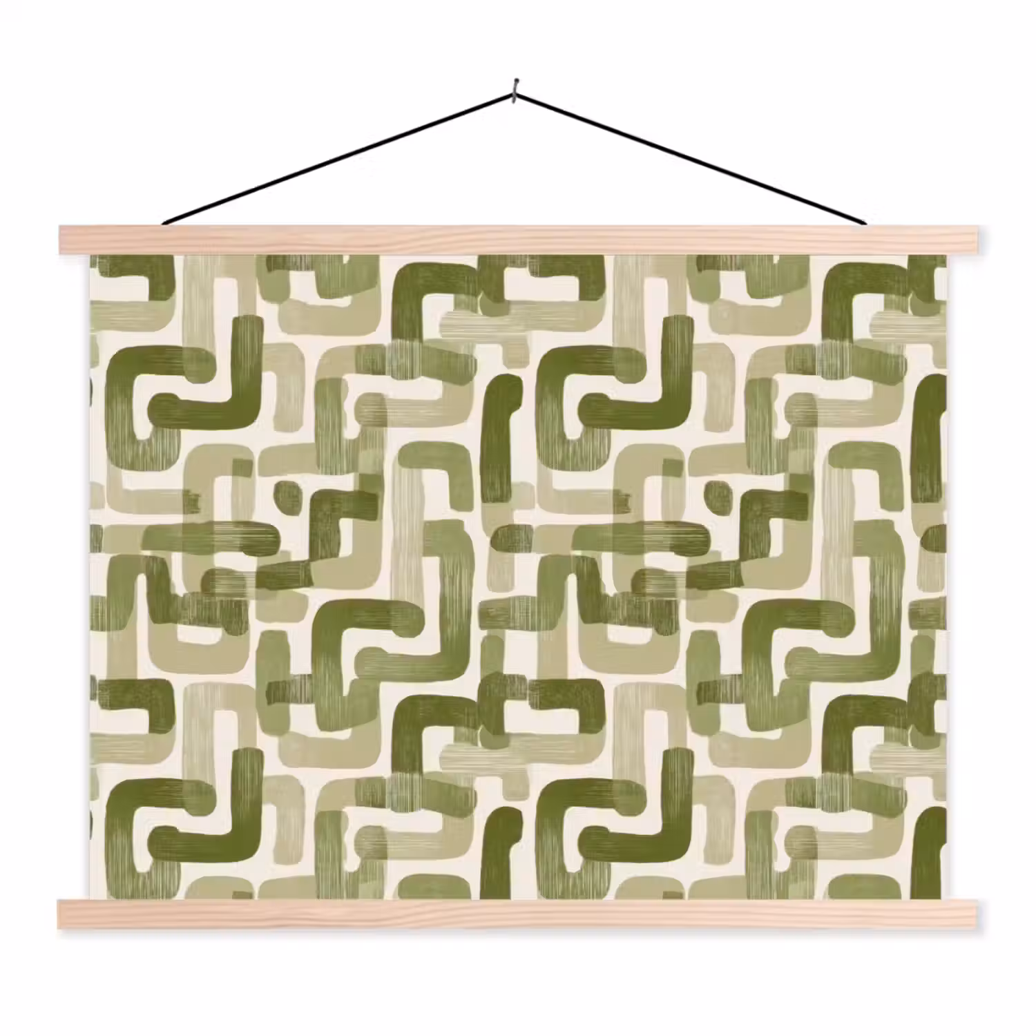 Modern - Grafisch - Groen textielposter latten blank klein 122 -3d