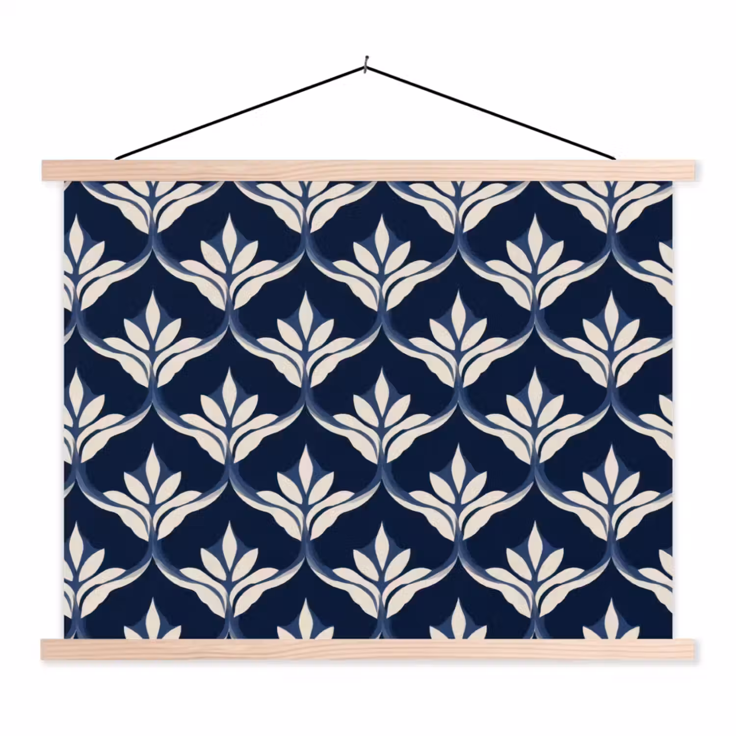 Modern - Ontwerp - Blauw textielposter latten blank klein 122 -3d